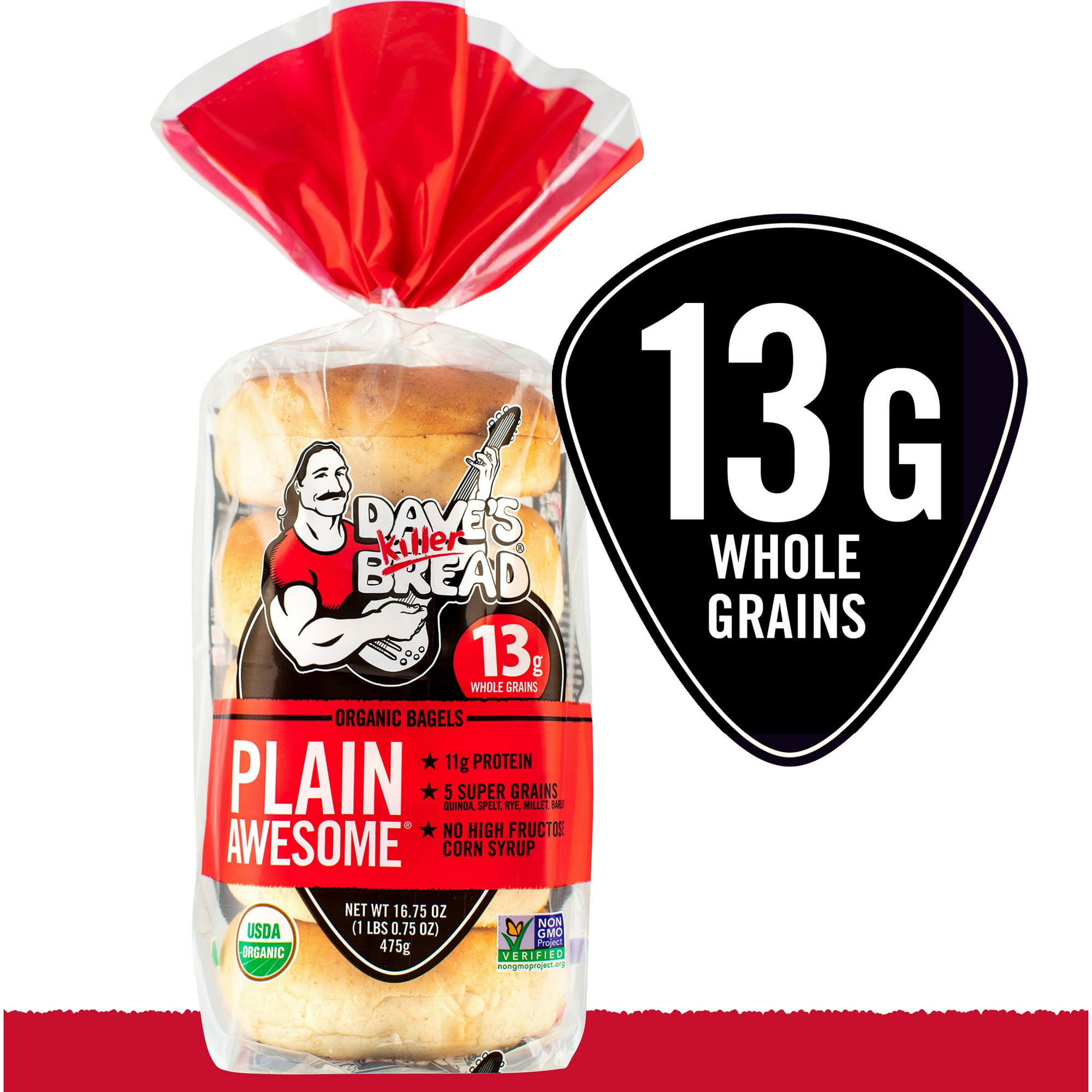 Dave's Killer Bread Plain Awesome Organic Bagels, 16.75 oz (Pack of 2) thumbnail 2