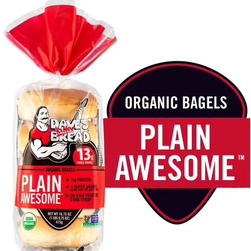 Dave's Killer Bread Plain Awesome Organic Bagels, 16.75 oz, 5 Ct., Shelf-Stable - Pack Of 2 thumbnail 2