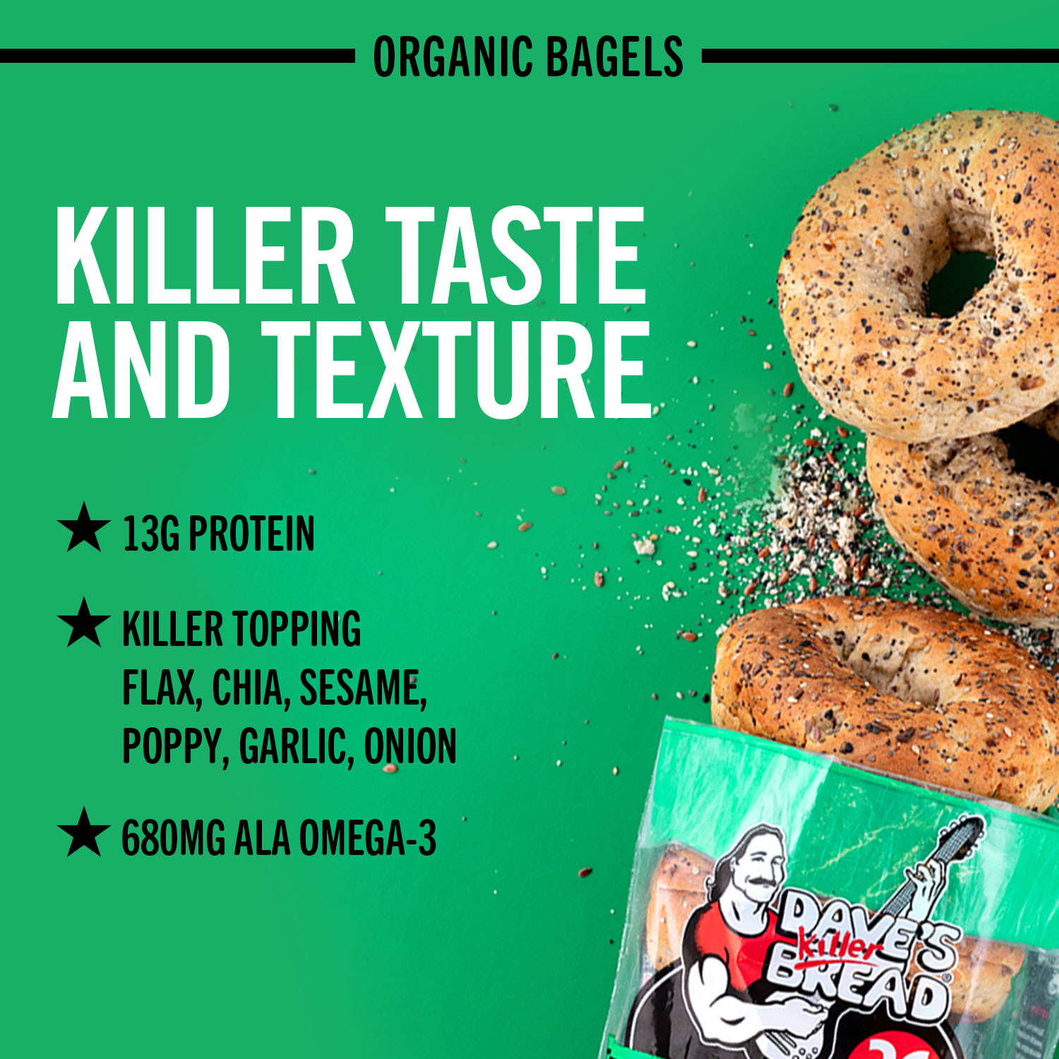 Dave's Killer Bread Epic Everything Organic Bagels, 16.75 oz., 5 Ct - Pack Of 2 thumbnail 2