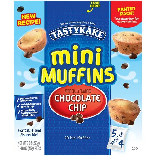 TastyKake Mini Muffins Variety Pack, Chocolate Chip, Confetti, Blueberry, 5 Pouches per Box, 8 Oz, 8.0 Oz - 3 Pack thumbnail 4