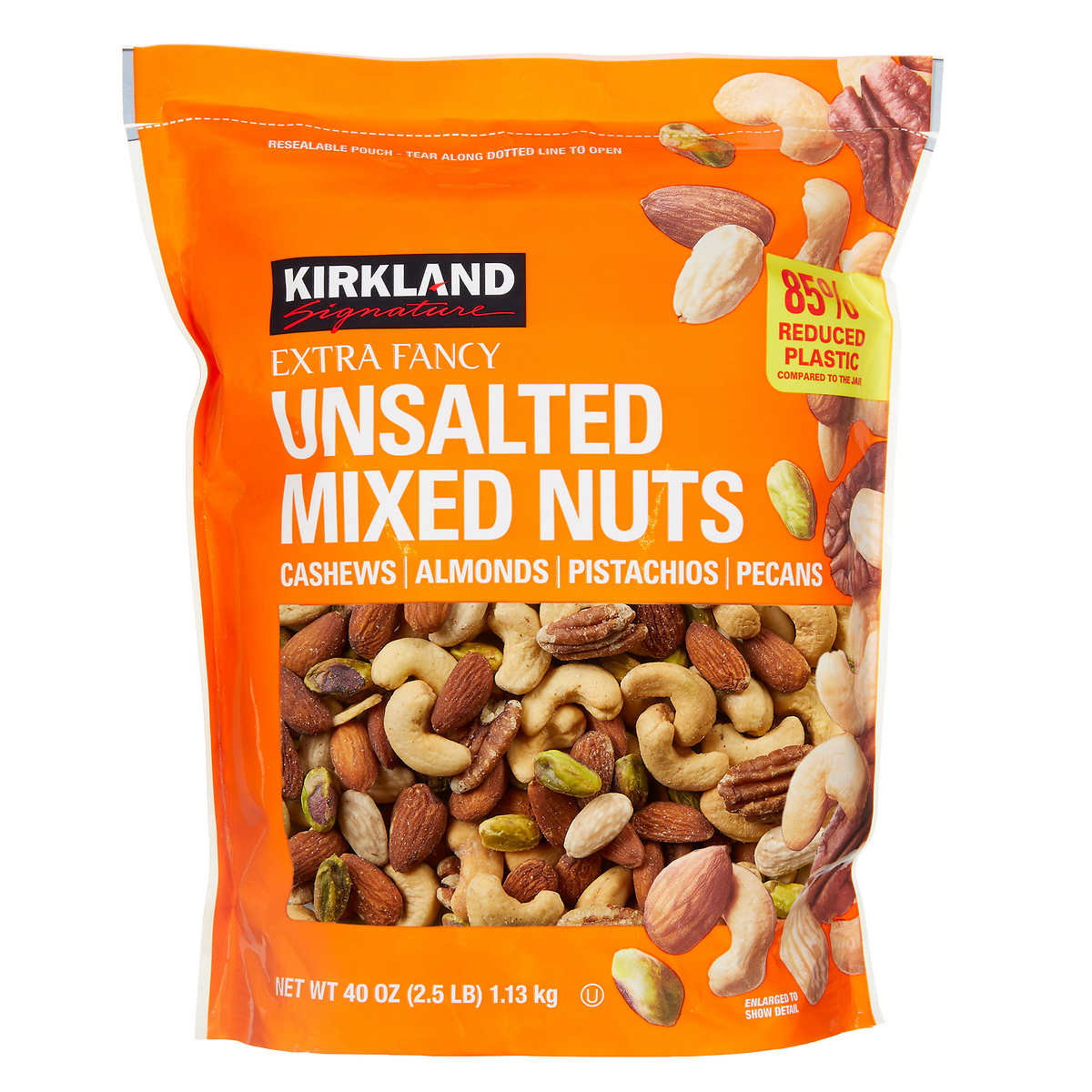 Kirkland Brand Unsalted Mixed Nuts, 2.5 lbs