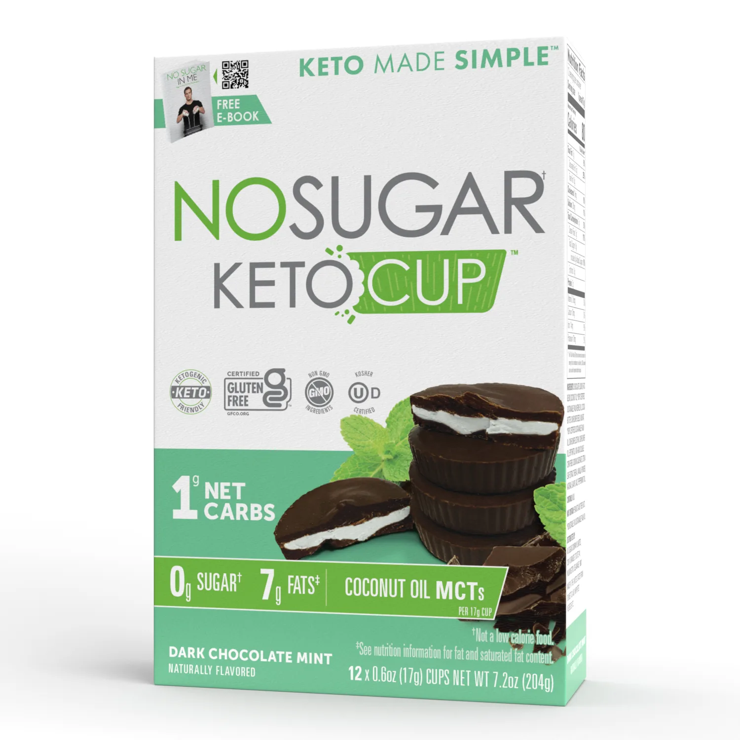 No Sugar Company Keto Cups, Dark Chocolate Mint, 7.2 oz, 12 Count