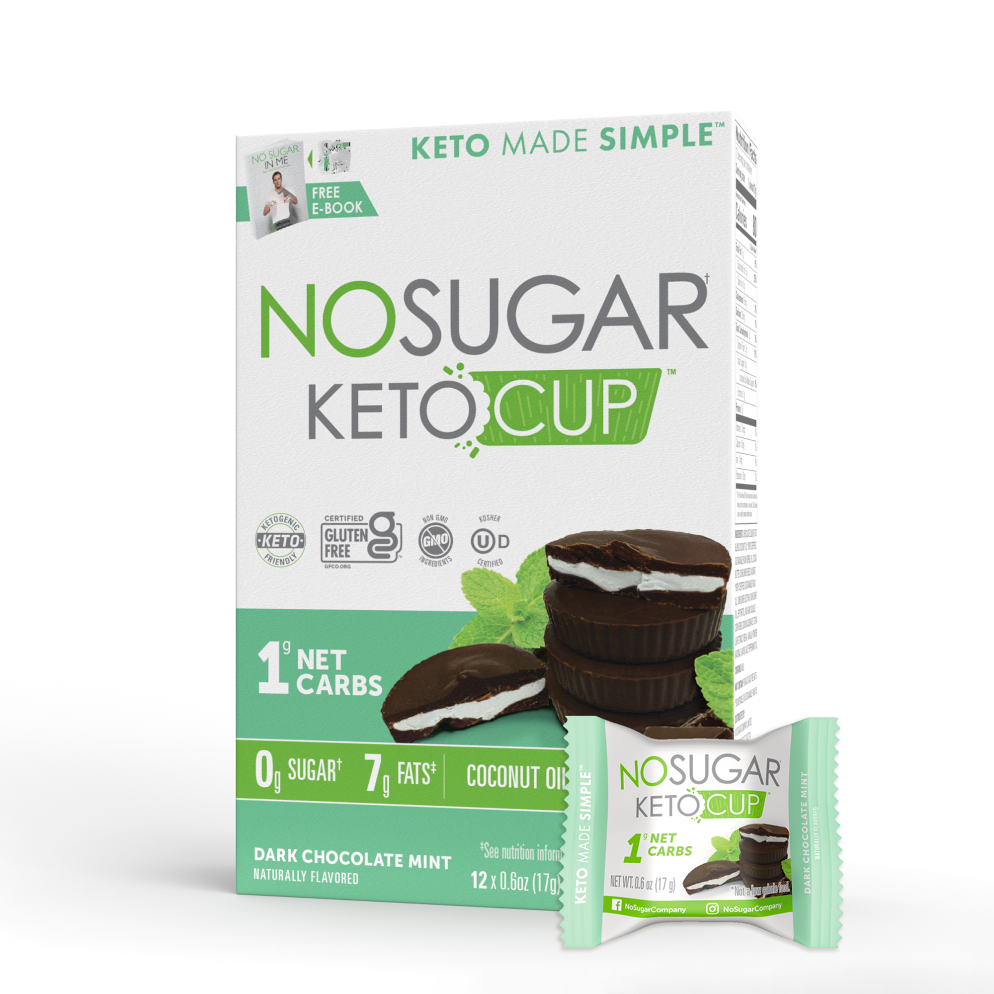 No Sugar Company Keto Cups, Dark Chocolate Mint, 7.2 oz, 12 Count thumbnail 2