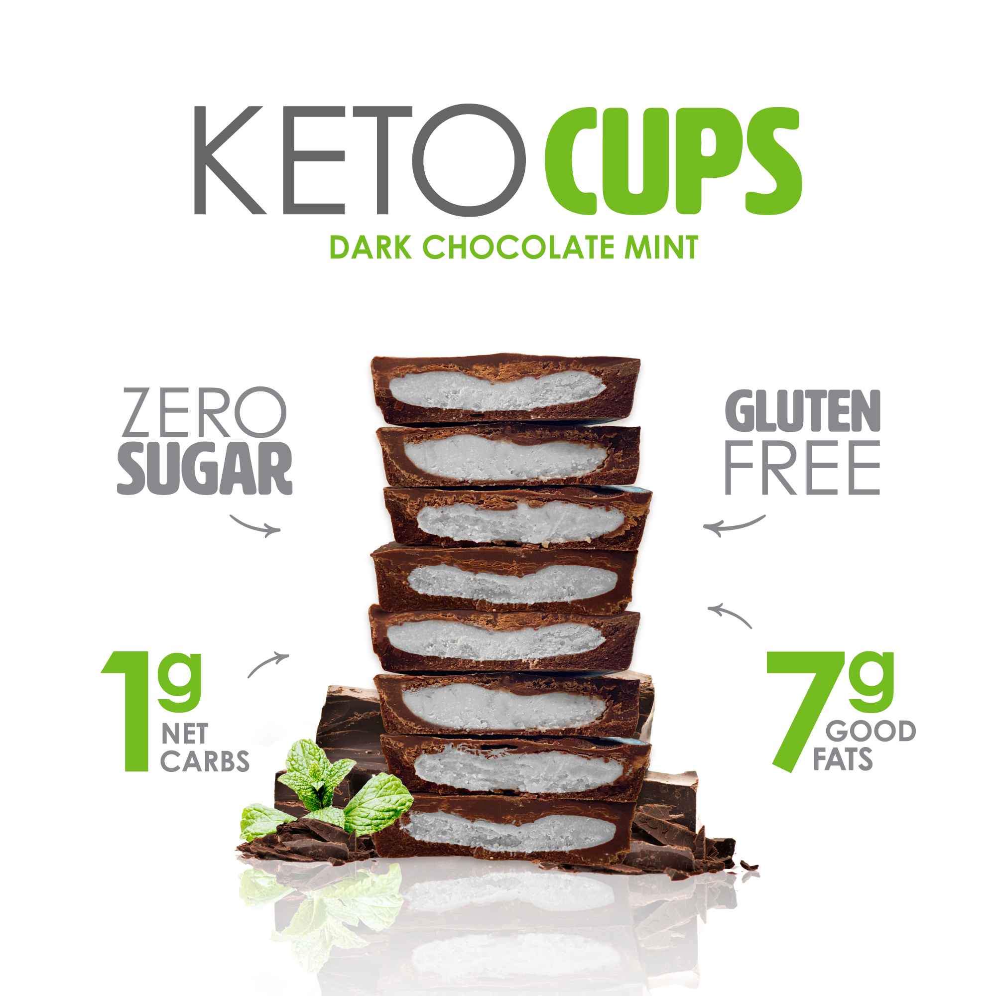 No Sugar Company Keto Cups, Dark Chocolate Mint, 7.2 oz, 12 Count thumbnail 3