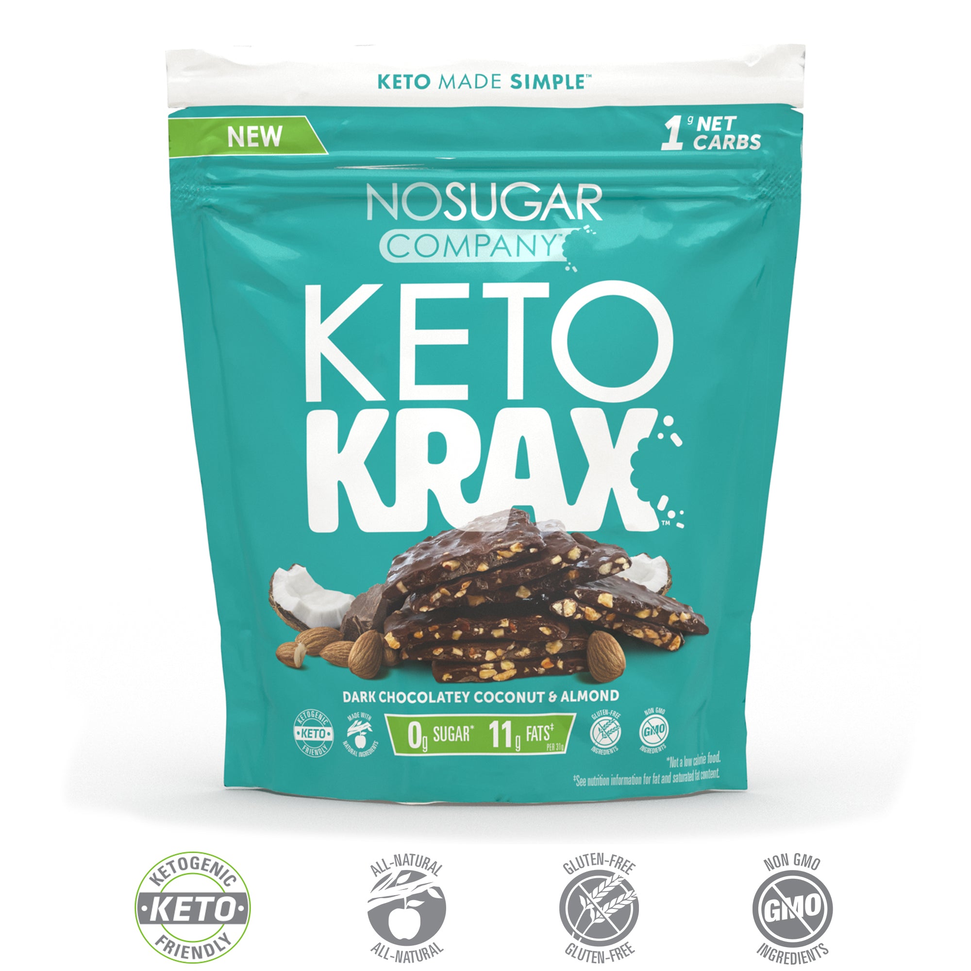 No Sugar Company Keto Krax Dark Chocolatey Coconut & Almond Snack, 200g