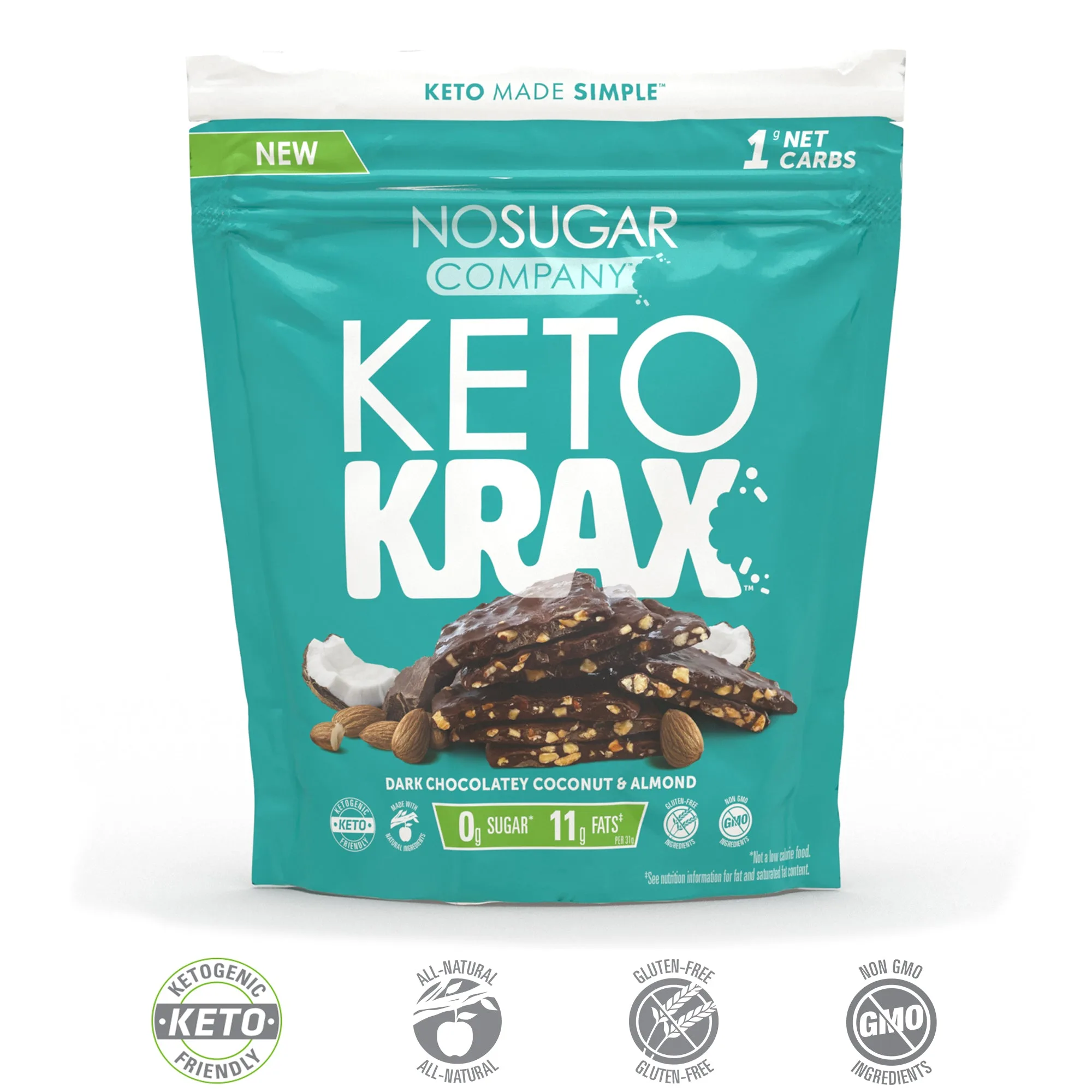 No Sugar Company Keto Krax Dark Chocolatey Coconut & Almond Snack, 200g