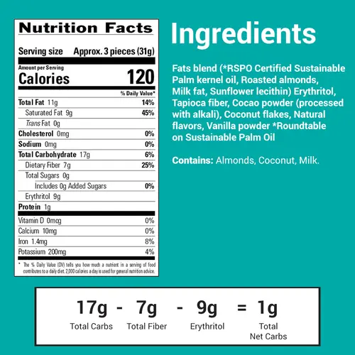 No Sugar Company Keto Krax Dark Chocolatey Coconut & Almond Snack, 200g thumbnail 3