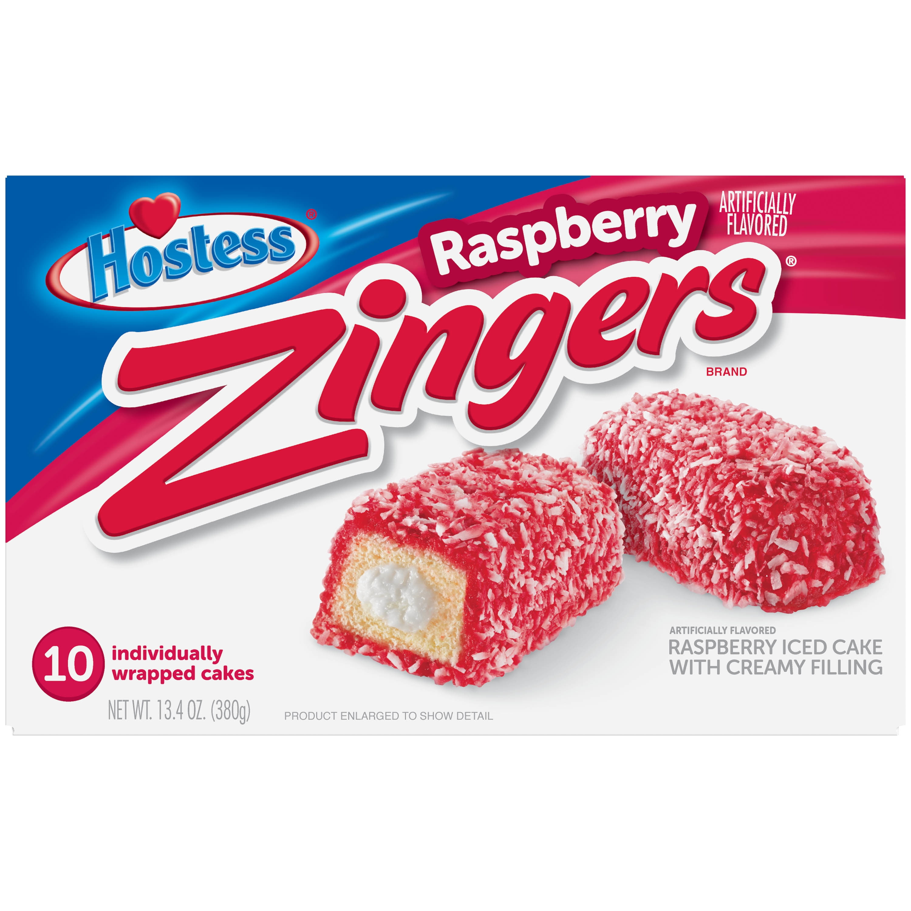 1 PACK, HOSTESS Raspberry ZINGERS, Raspberry Iced Cakes