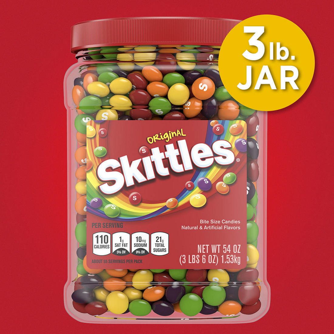 Skittles Original Fruit Candy Pantry-Size, 54 Ounce Jar thumbnail 2
