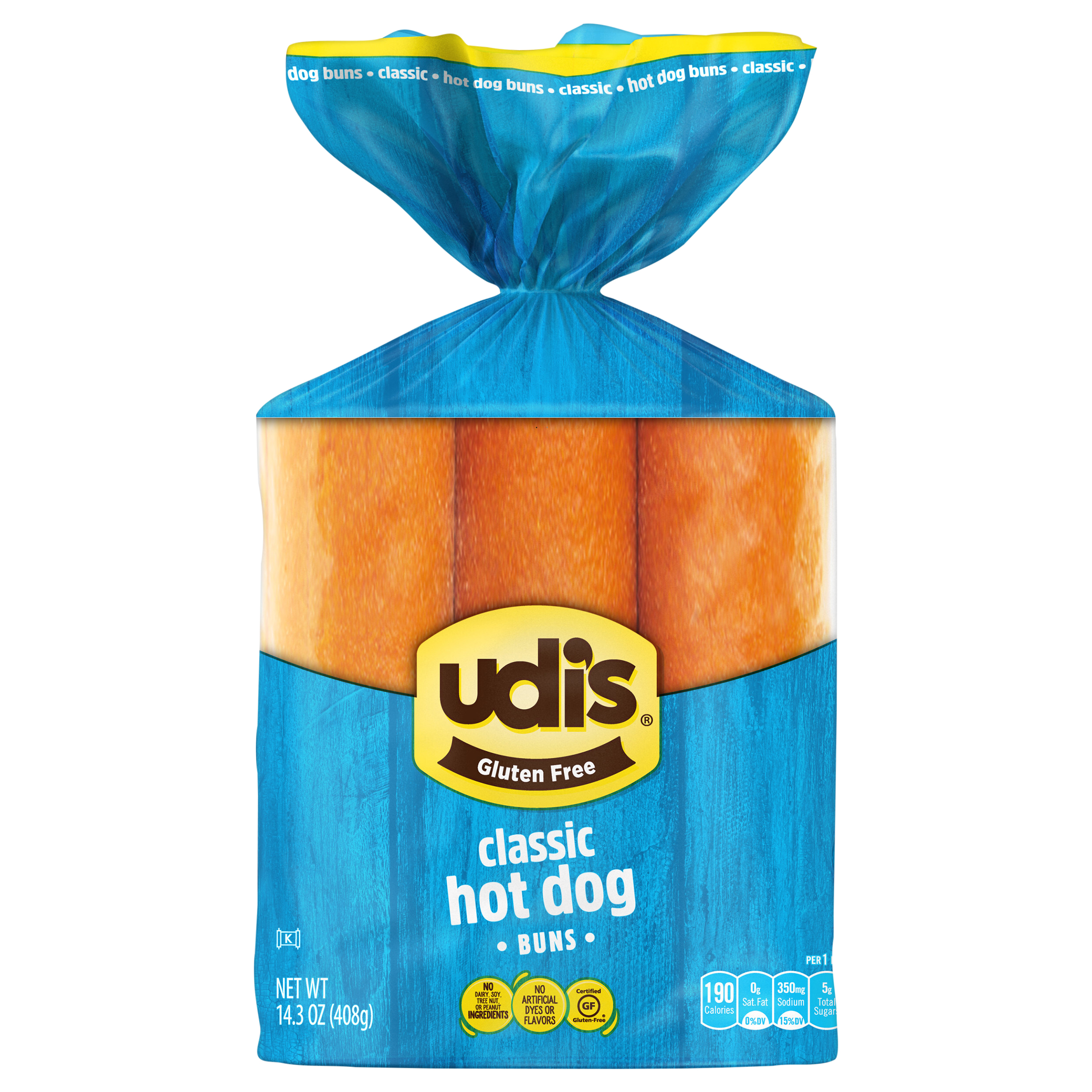 Udis Gluten Free Classic Hot Dog Buns 6 ct 14.4 oz thumbnail 4