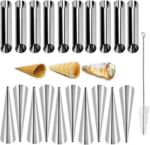 ABCISI Cream Horn Mold, Stainless Steel Ice Cream Cone Mold and Tubular Shaped Reusable Pastry Mould for Baking, DIY Baking Tool