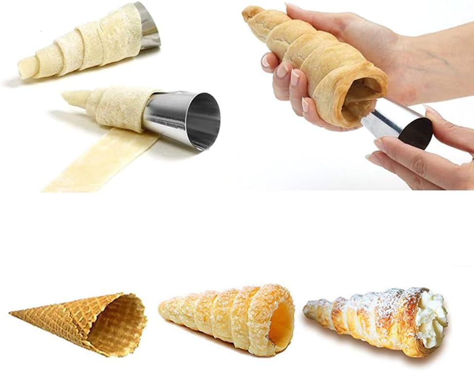 ABCISI Cream Horn Mold, Stainless Steel Ice Cream Cone Mold and Tubular Shaped Reusable Pastry Mould for Baking, DIY Baking Tool thumbnail 4