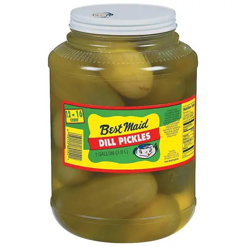 Best Maid Whole Dill Pickles, 1 gallon jar, 128 oz, Kosher Certified, 12-16 whole dills per jar.