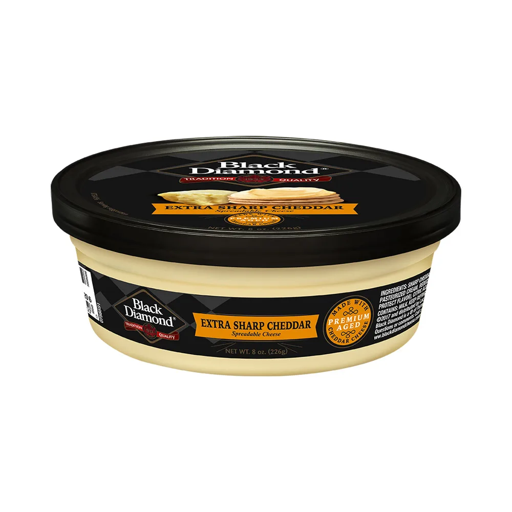 Black Diamond Spreadable Cheese Extra Sharp Cheddar, 8 oz (Refrigerated)