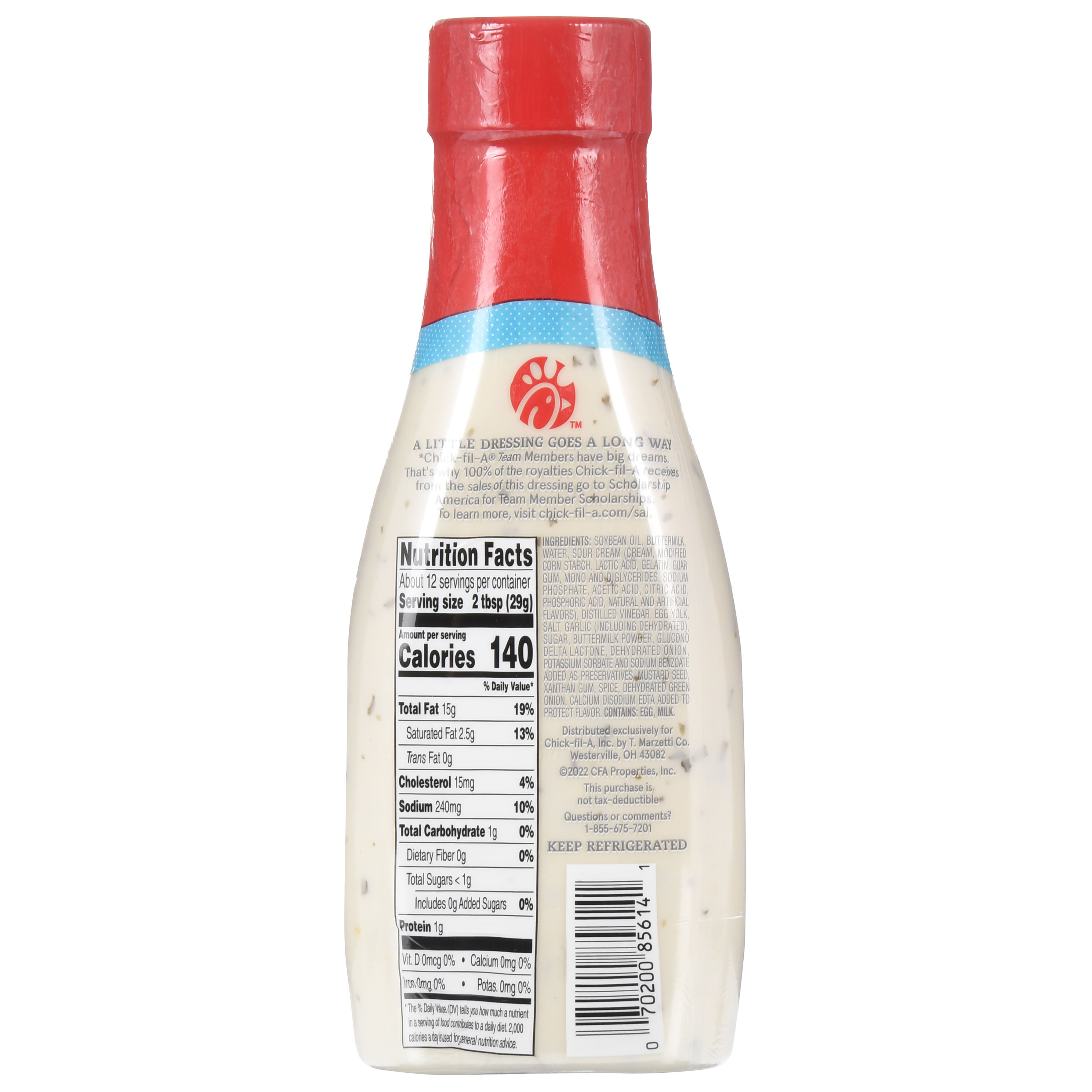 Chick-Fil-A Garden Herb Ranch Refrigerated Salad Dressing, 12 Fluid oz Bottle, Fresh thumbnail 2