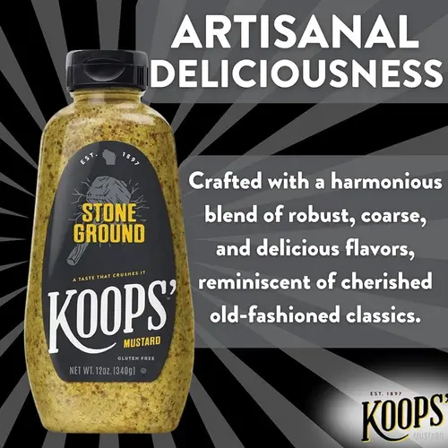 KOOPS' Mustard,  Stone Ground Mustard, 12 oz thumbnail 3