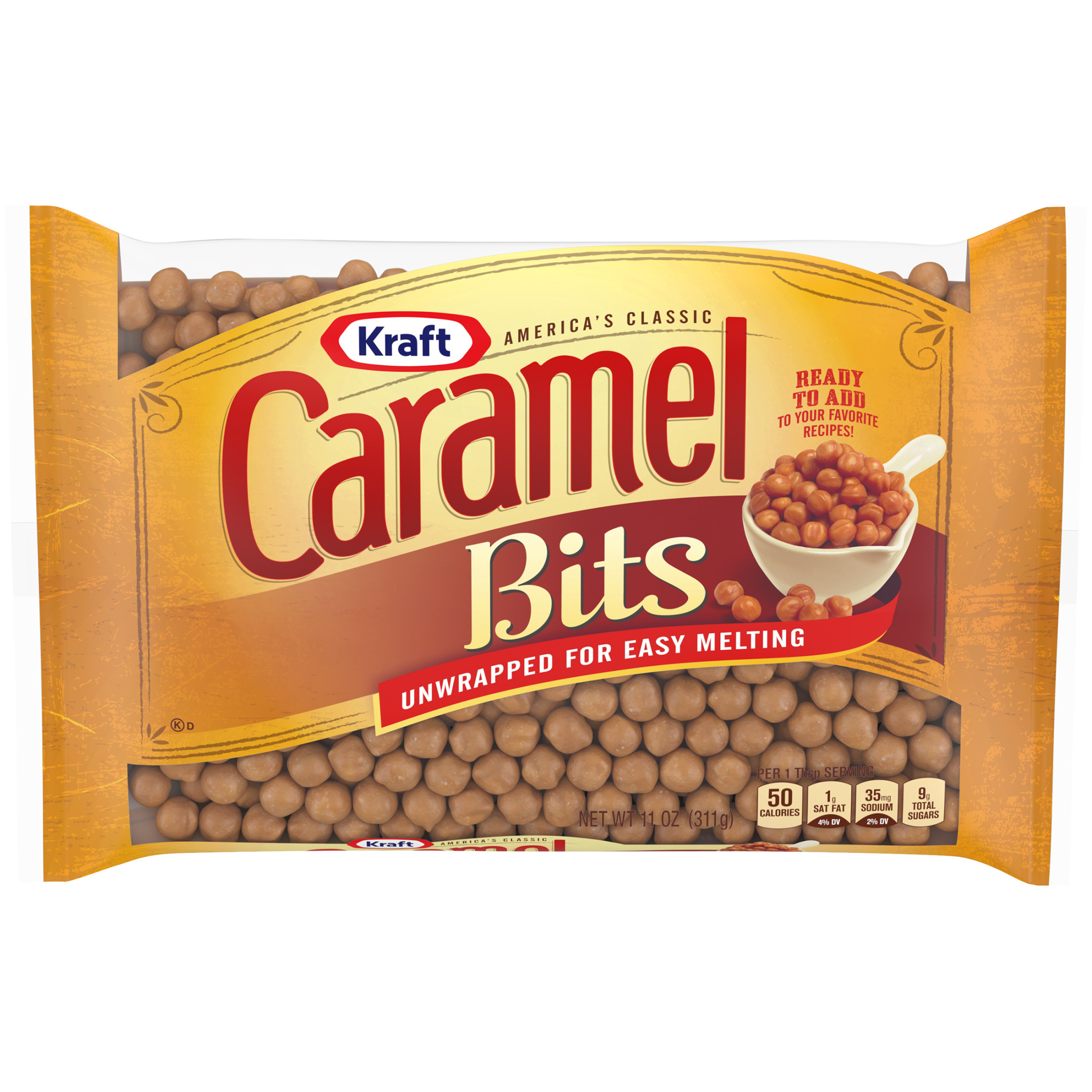 Kraft America's Classic Unwrapped Candy Caramel Bits for Easy Melting, 11 oz Bag