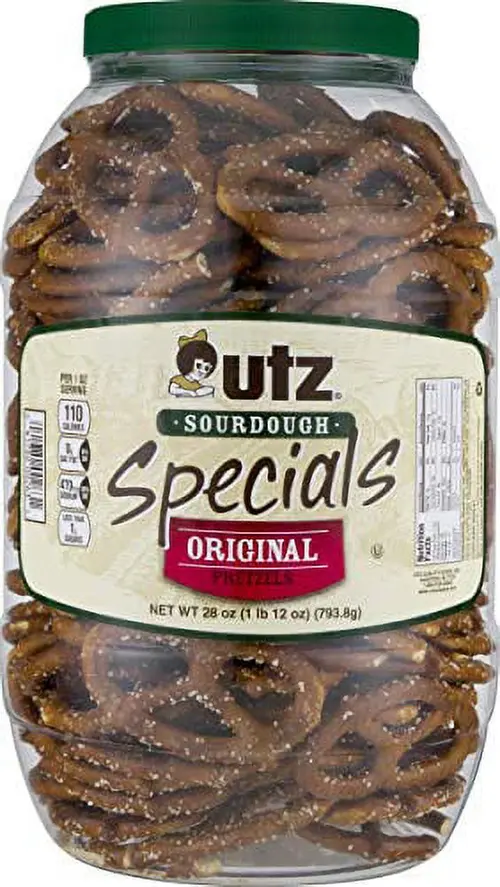 Utz Quality Foods Pretzel Barrels (Original Sourdough Special 28 oz, 2 Barrels)