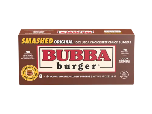 BUBBA Smashed Burgers, 100% USDA Choice Chuck Beef Burgers, 2 lbs
