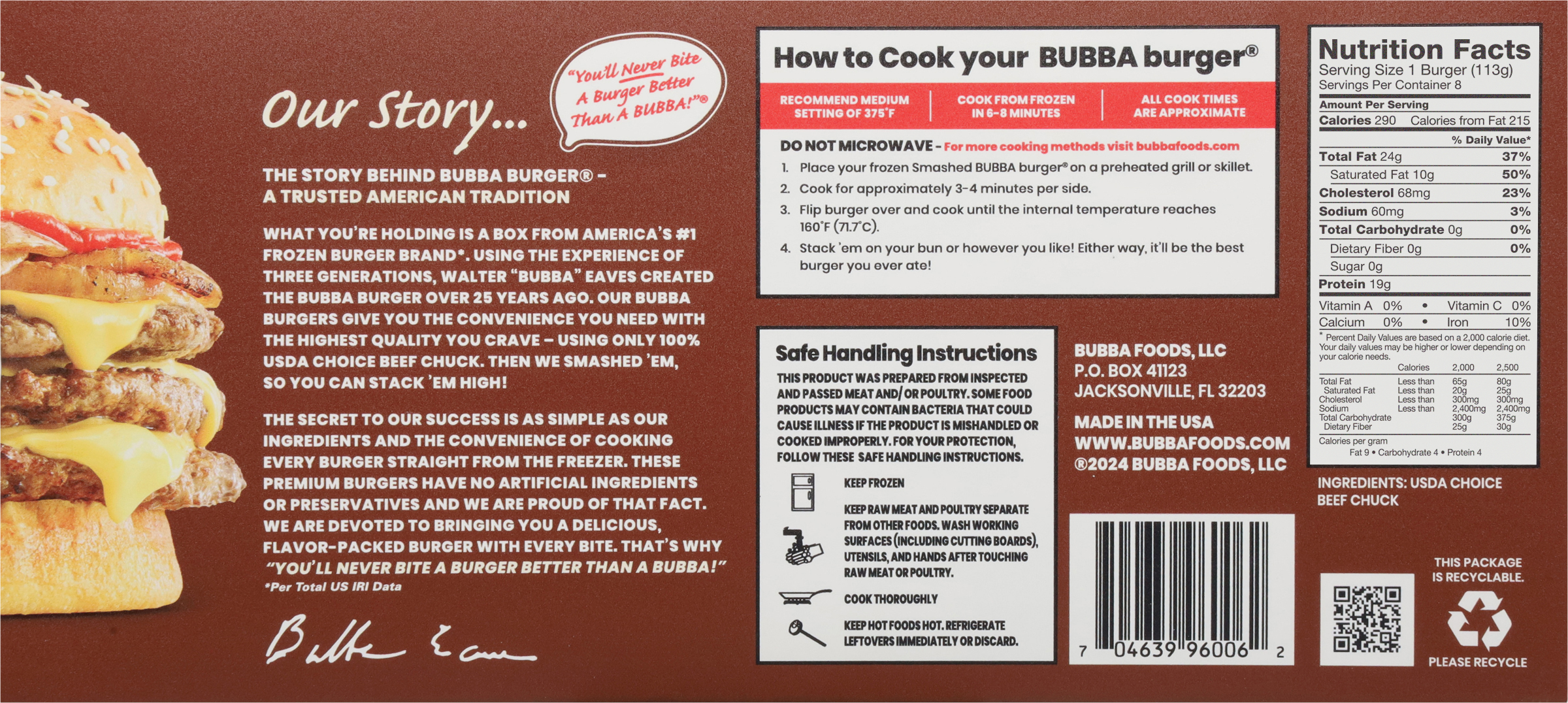 BUBBA Smashed Burgers, 100% USDA Choice Chuck Beef Burgers, 2 lbs thumbnail 3