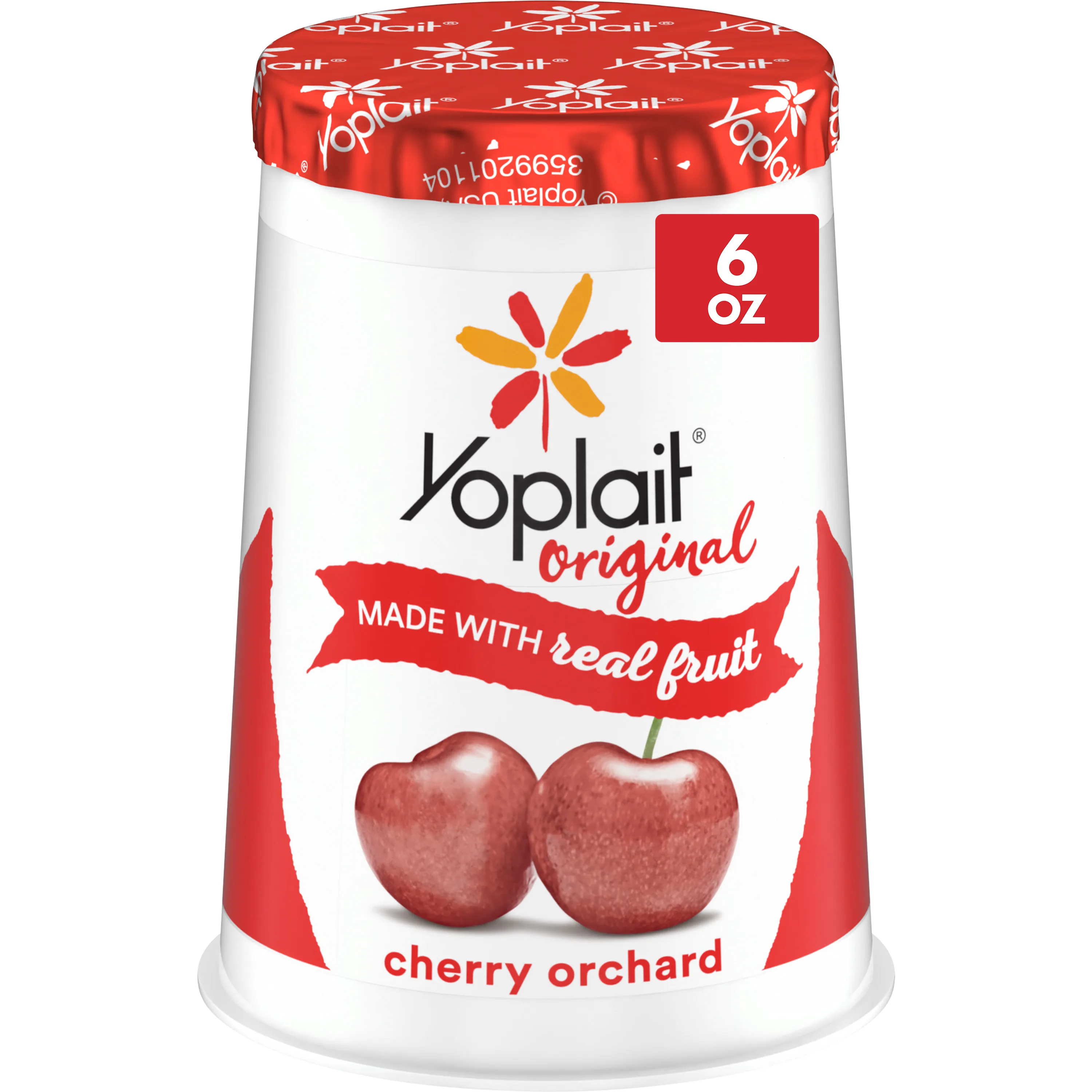 Yoplait Original Low Fat Cherry Orchard Yogurt Cup, Made with Real Fruit, 6 oz