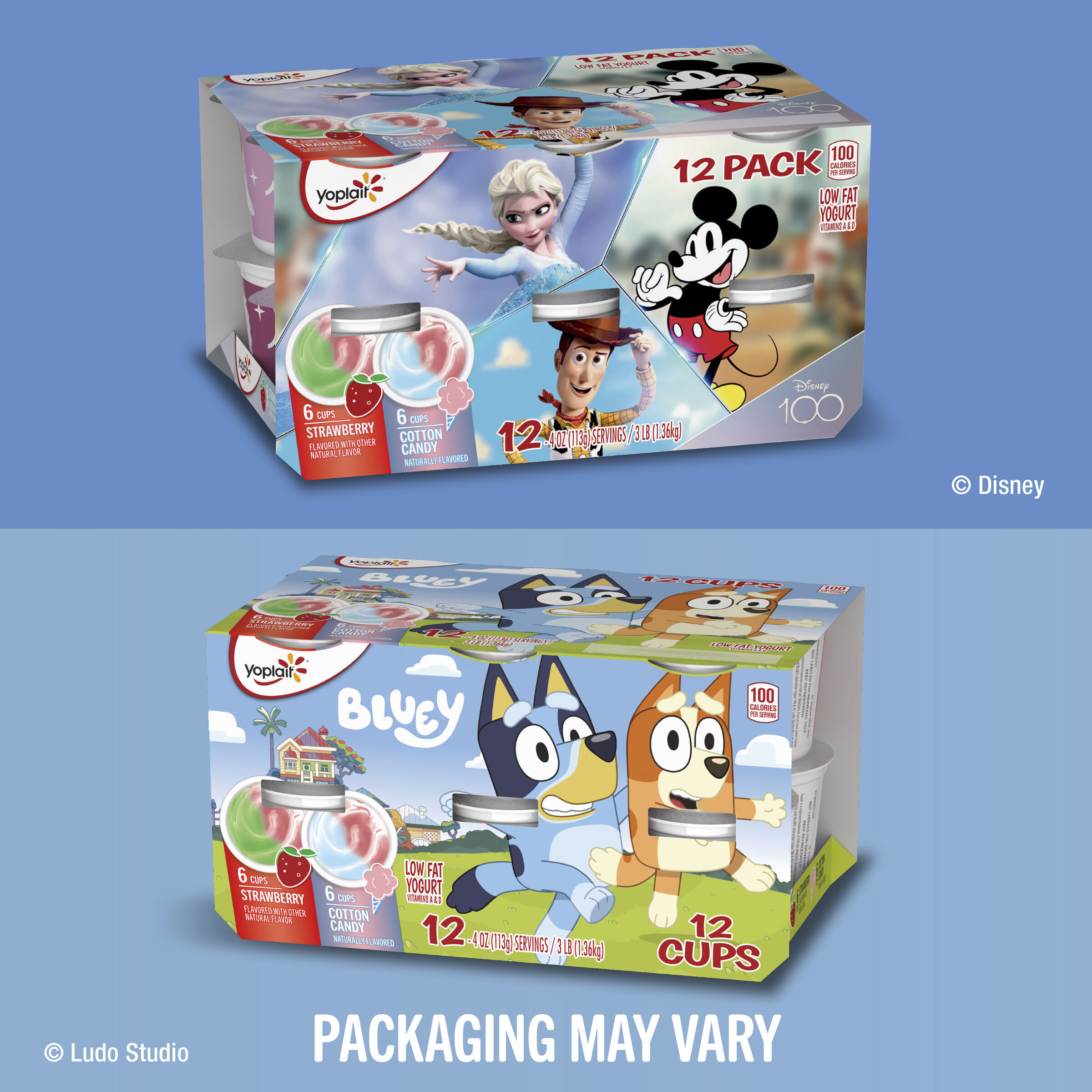 Yoplait Low Fat Kids Yogurt, Bluey Variety Pack, Gluten Free, 12 Yogurt Cups thumbnail 3