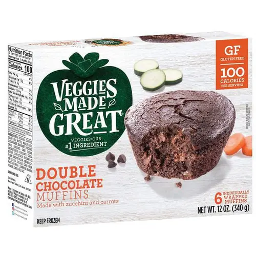 Veggies Made Great Double Chocolate Muffin, 12oz, 6ct Box (Frozen)