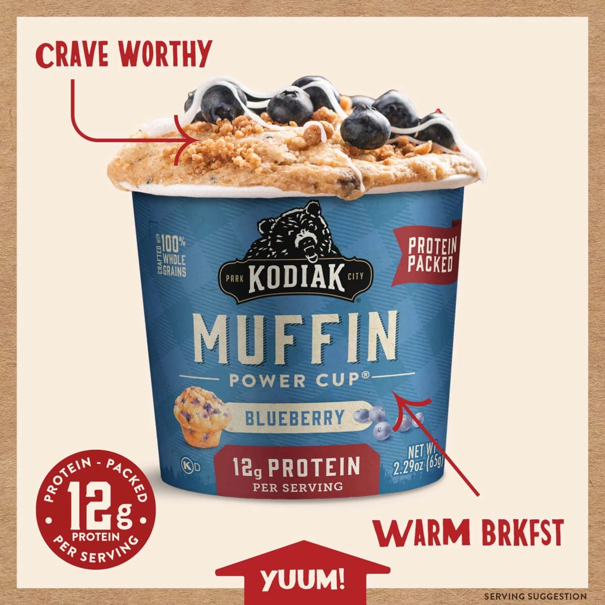 Kodiak Protein-Packed Blueberry Muffin Power Cup, 2.29 oz thumbnail 3