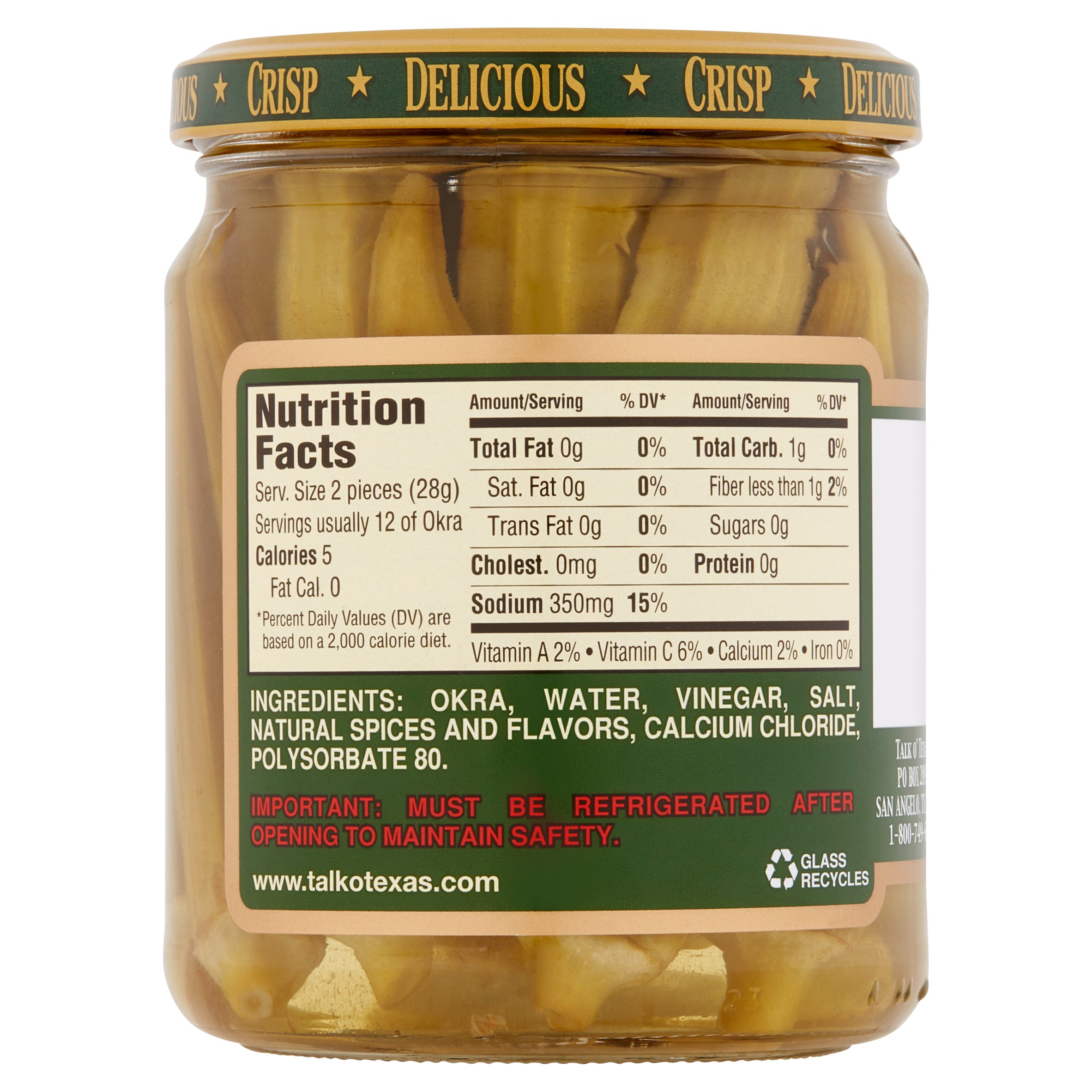 Talk O' Texas Crisp Hot Okra Pickles, 16 fl oz thumbnail 3