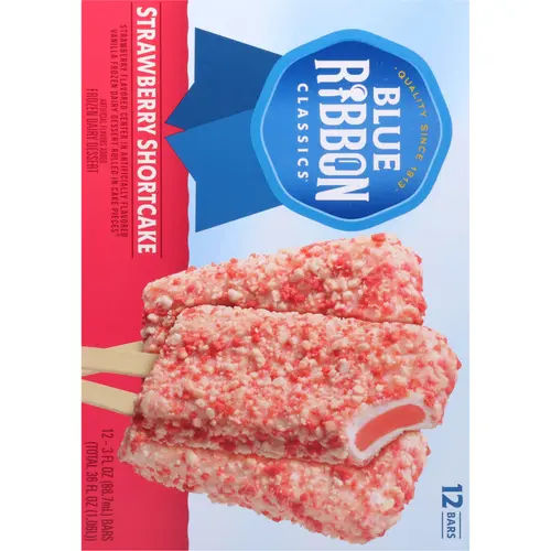 Blue Ribbon Classics Strawberry Shortcake Coated Artificially Flavored Vanilla Frozen Dessert Treat Bar, 36 fl oz, 12 Pack thumbnail 3