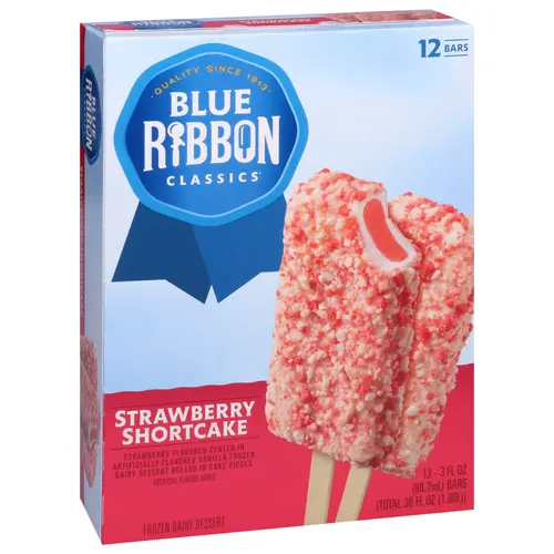 Blue Ribbon Classics Strawberry Shortcake Coated Artificially Flavored Vanilla Frozen Dessert Treat Bar, 36 fl oz, 12 Pack thumbnail 4