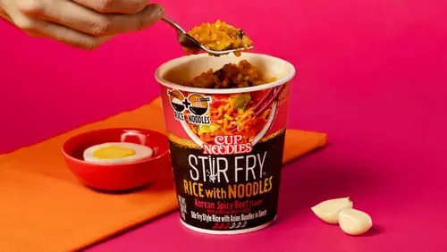 (6 pack) Nissin Foods Cup Noodles Stir Fry Rice with Noodles, Korean Spicy Beef Flavor, 2.36 oz Cup, Shelf-Stable thumbnail 4