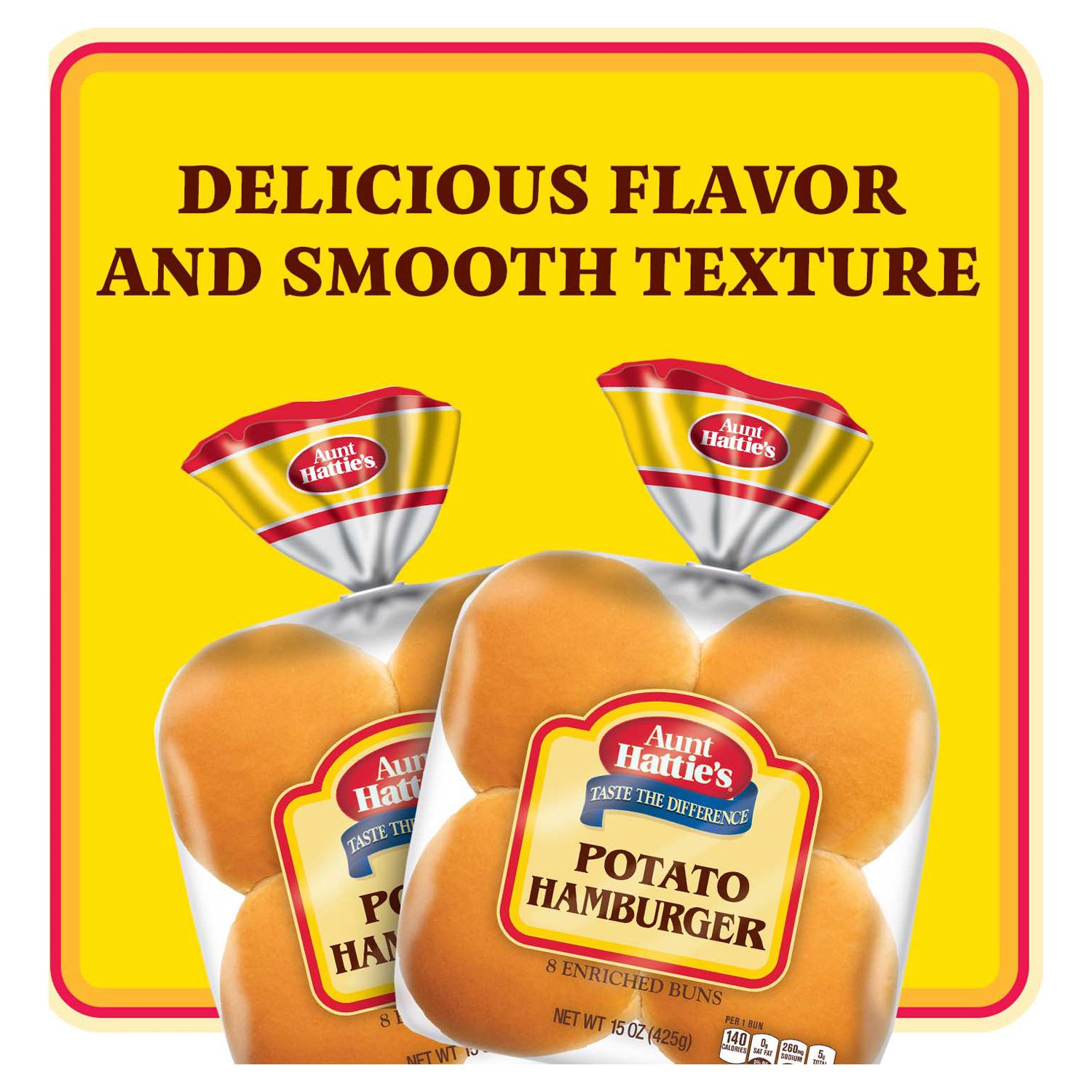 Aunt Hattie's Potato Hamburger Buns, Potato Bread Burger Buns, 8 Count, Shelf-Stable thumbnail 2