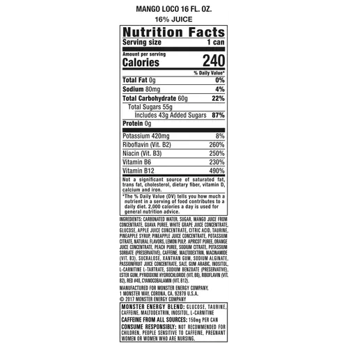 Juice Monster Mango Loco, 16 fl oz Aluminum Can thumbnail 4