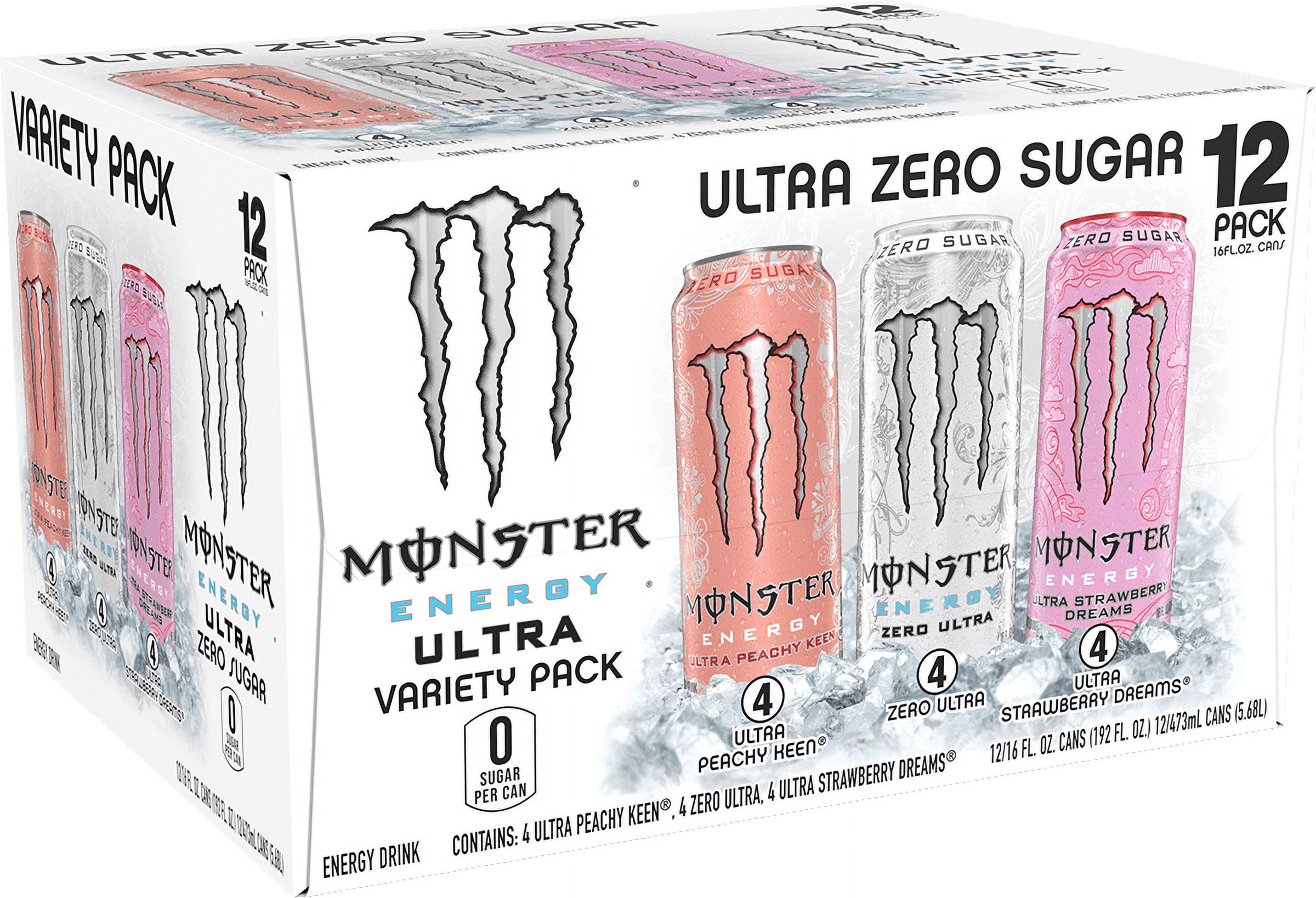 Monster Energy, Ultra VP, Peachy Keen, Strawberry Dreams, Zero Ultra, 12 count, 16 fl oz thumbnail 2
