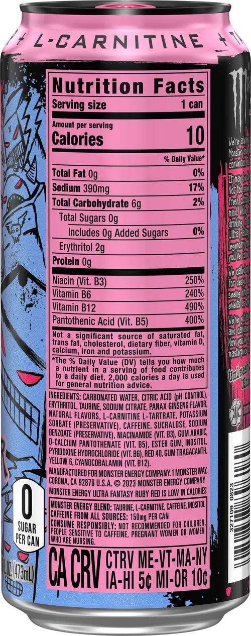 Monster Energy, Ultra Fantasy Ruby Red, 1 count, 16 fl oz thumbnail 3