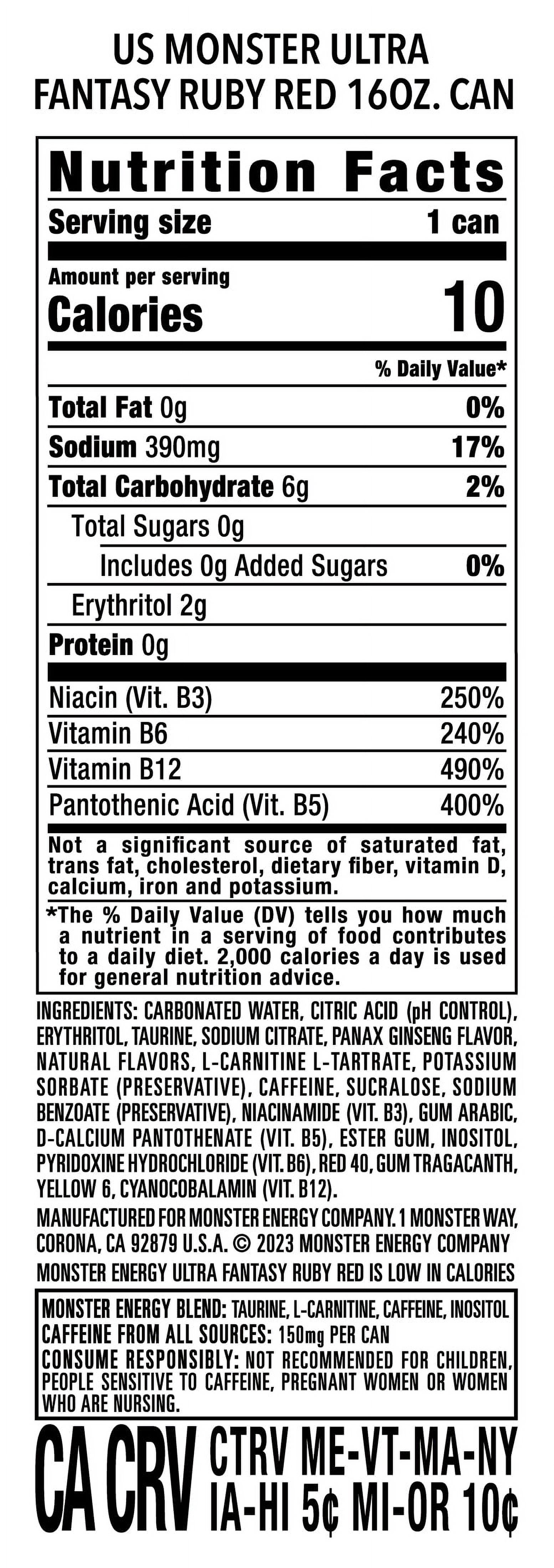 Monster Energy, Ultra Fantasy Ruby Red, 1 count, 16 fl oz thumbnail 4