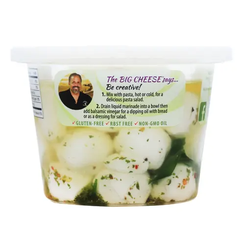Formaggio Cheese Marinated Mozzarella Balls, Oil with Herbs and Spices, 12 oz Tub, Refrigerated thumbnail 3