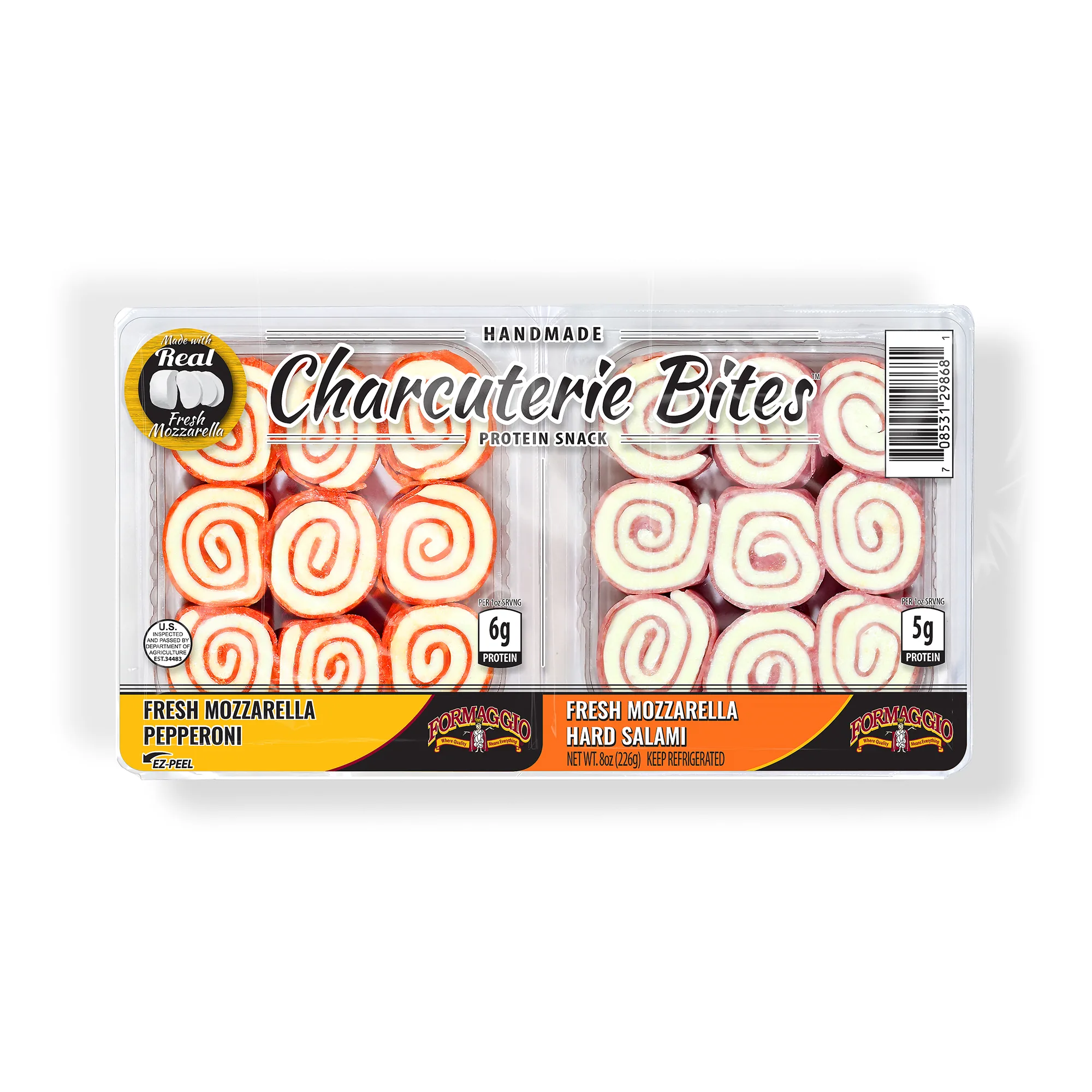 Formaggio Cheese Charcuterie Bites, Pepperoni & Hard Salami 8 oz