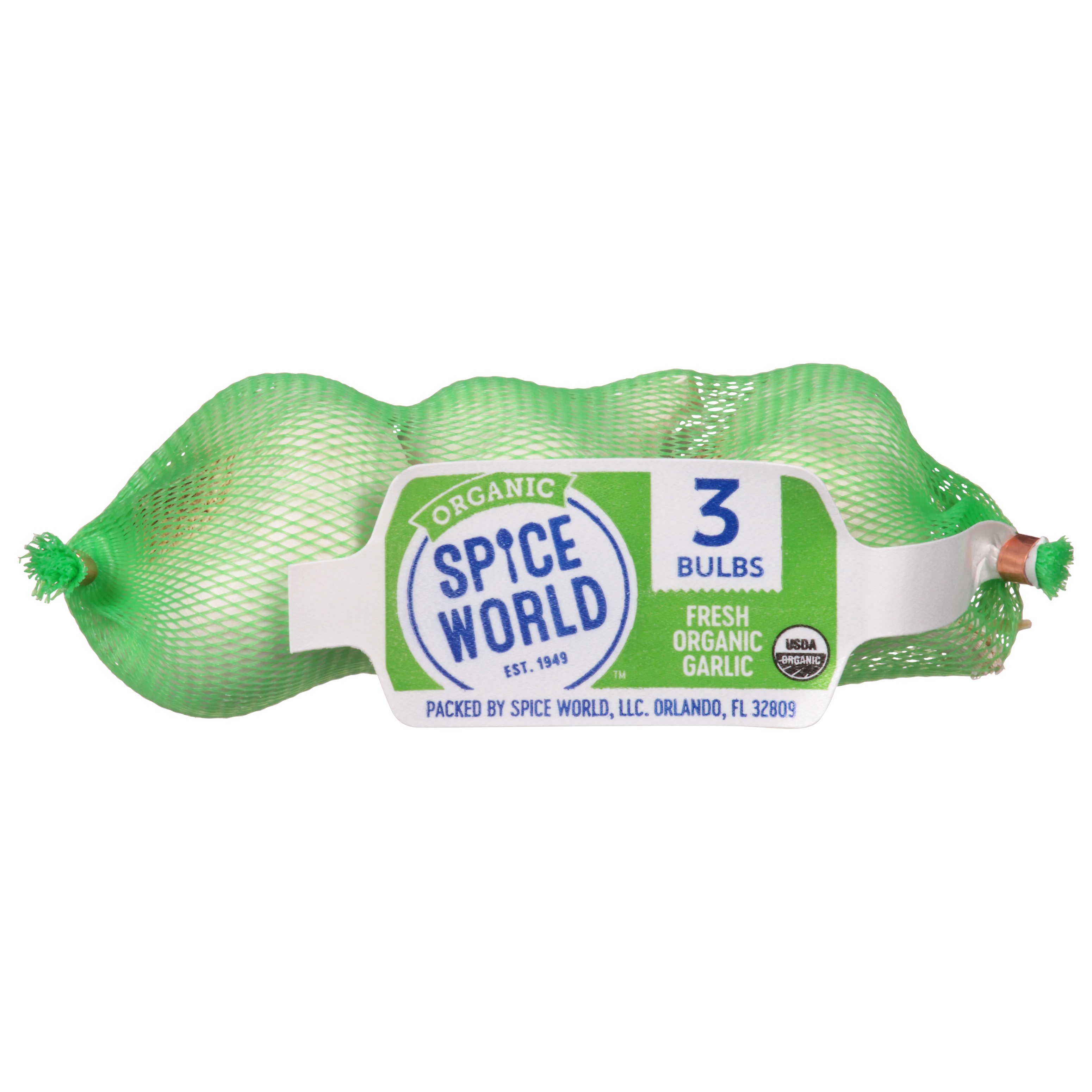 Spice World Organic Garlic Whole Fresh, 3Ct Bag