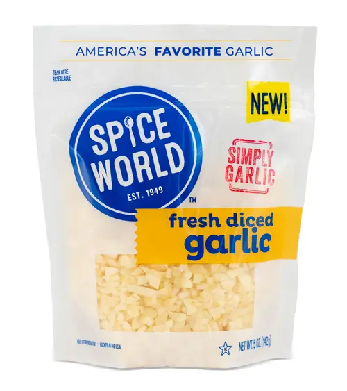 Spice World Fresh Diced Garlic 5oz, Pouch