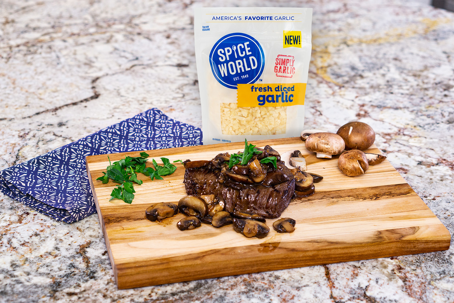 Spice World Fresh Diced Garlic 5oz, Pouch thumbnail 3