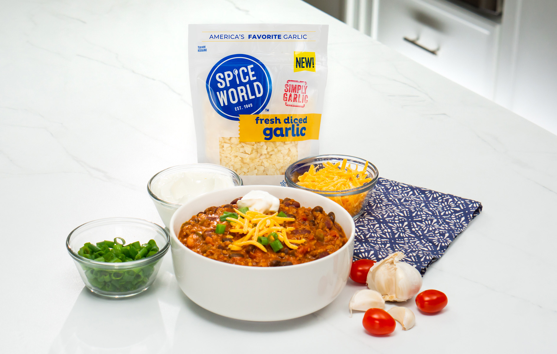 Spice World Fresh Diced Garlic 5oz, Pouch thumbnail 4