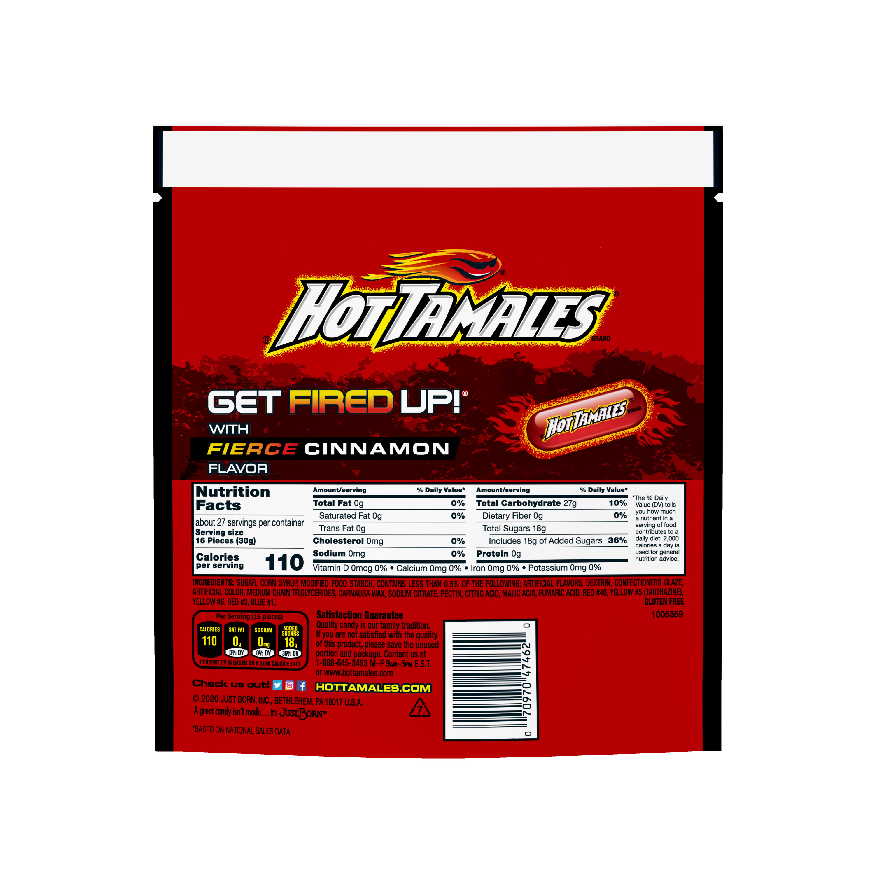 Hot Tamales Fierce Cinnamon Chewy Candy, 28.8 ounce Stand Up Bag, 1 count thumbnail 2