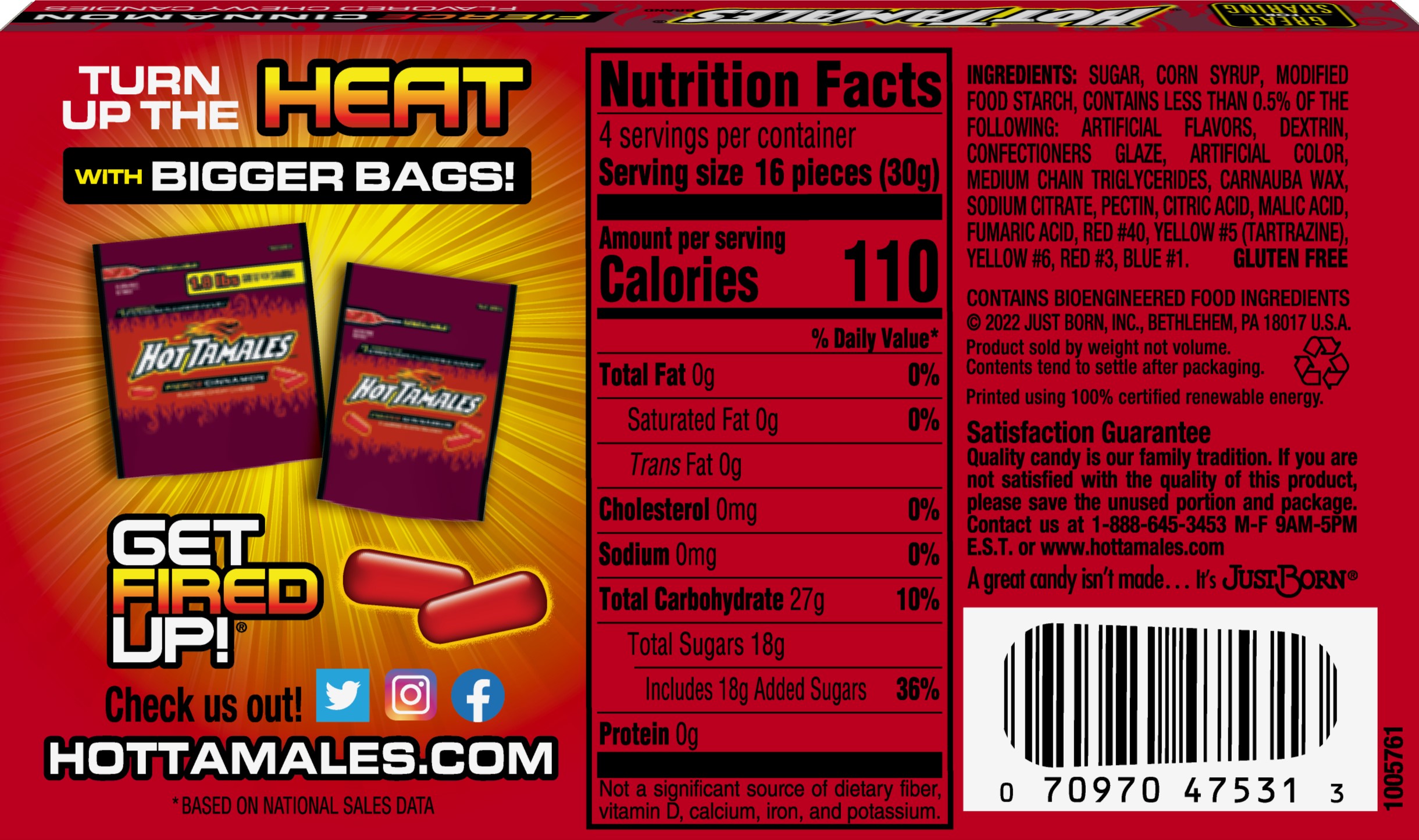 Hot Tamales Fierce Cinnamon Chewy Candy, 4.25 Ounce Theater Box thumbnail 2