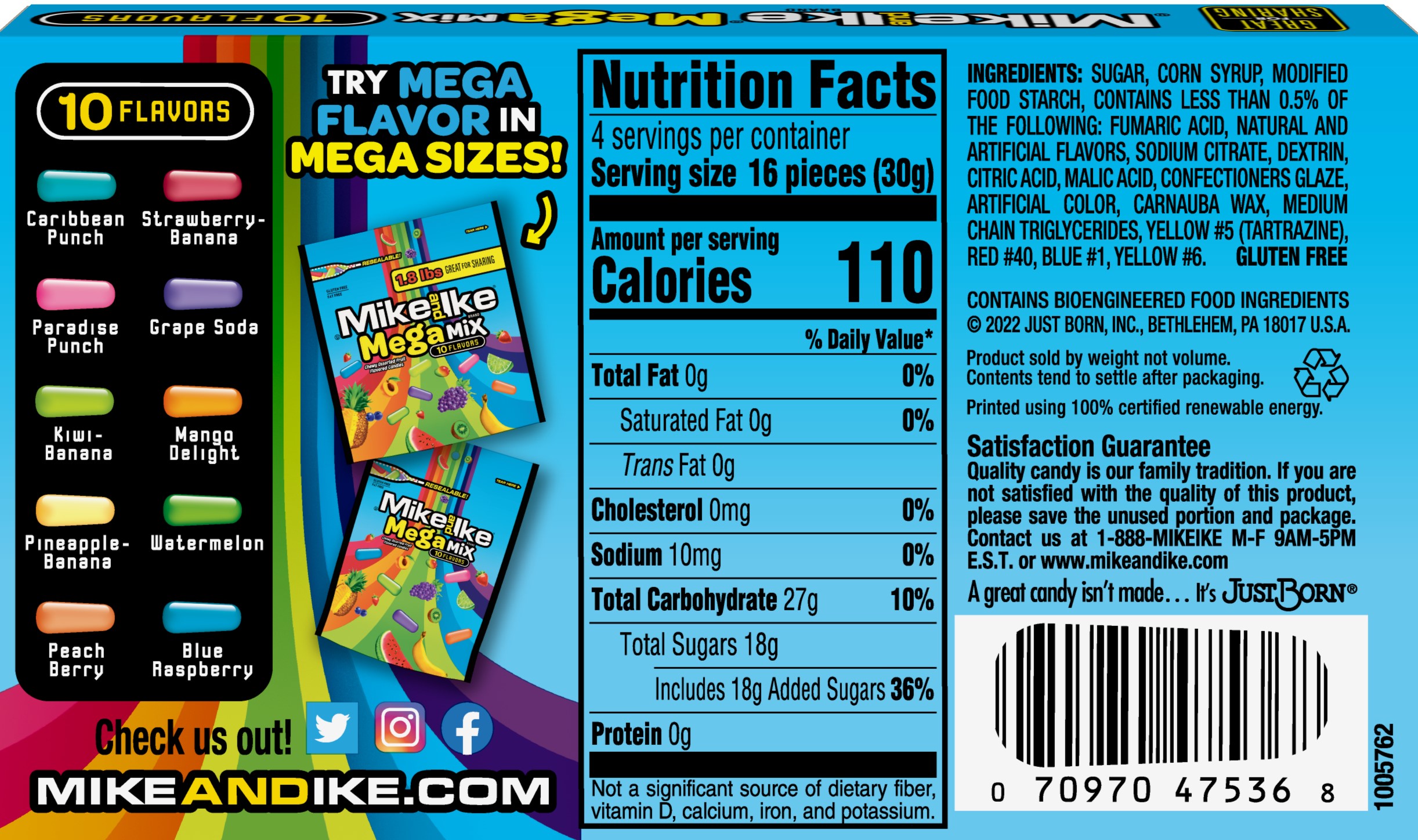 Mike and Ike Mega Mix Chewy Candy, 4.25 Ounce thumbnail 2