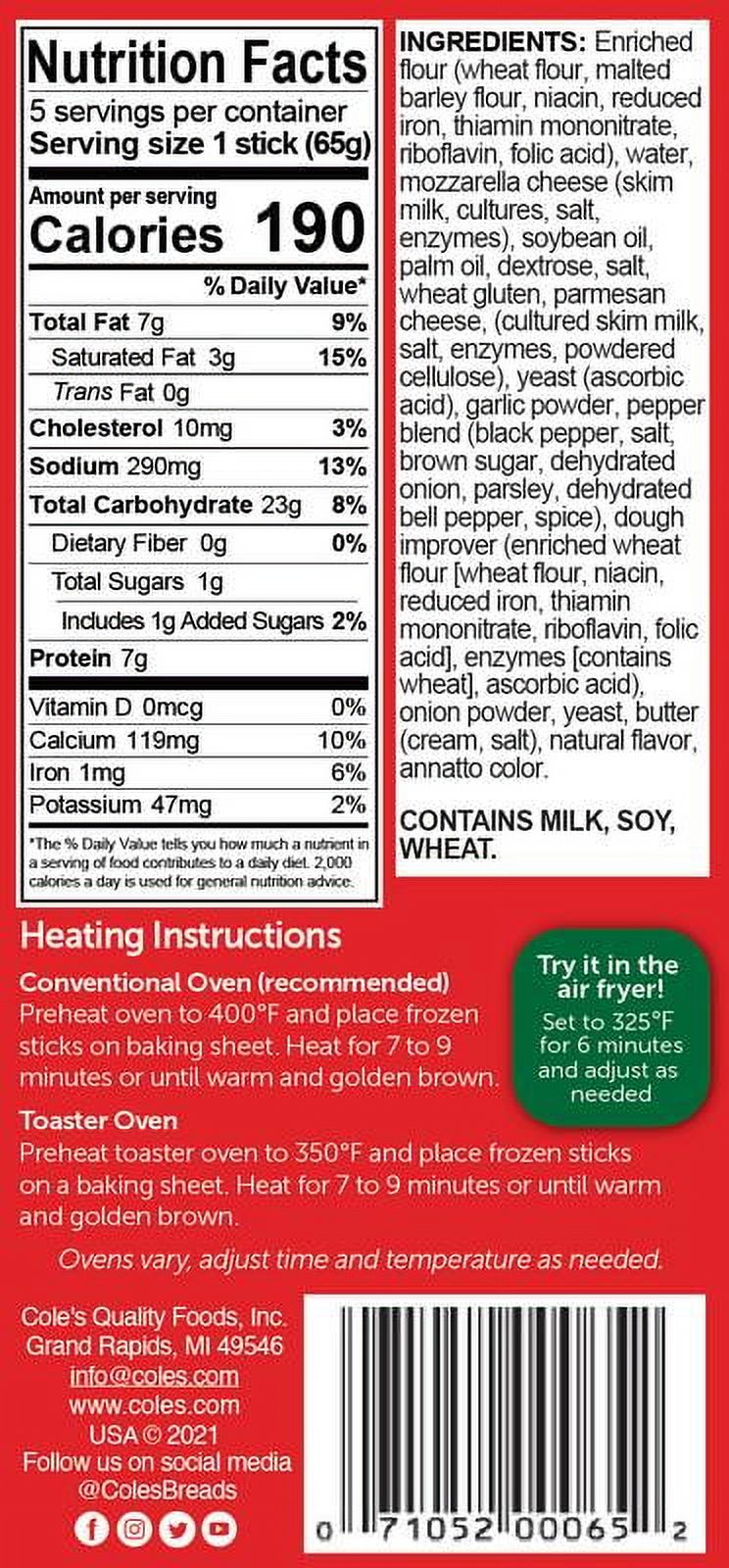 Cole'sï¿½ Mozzarella Filled Breadsticks, 11.5 oz thumbnail 3