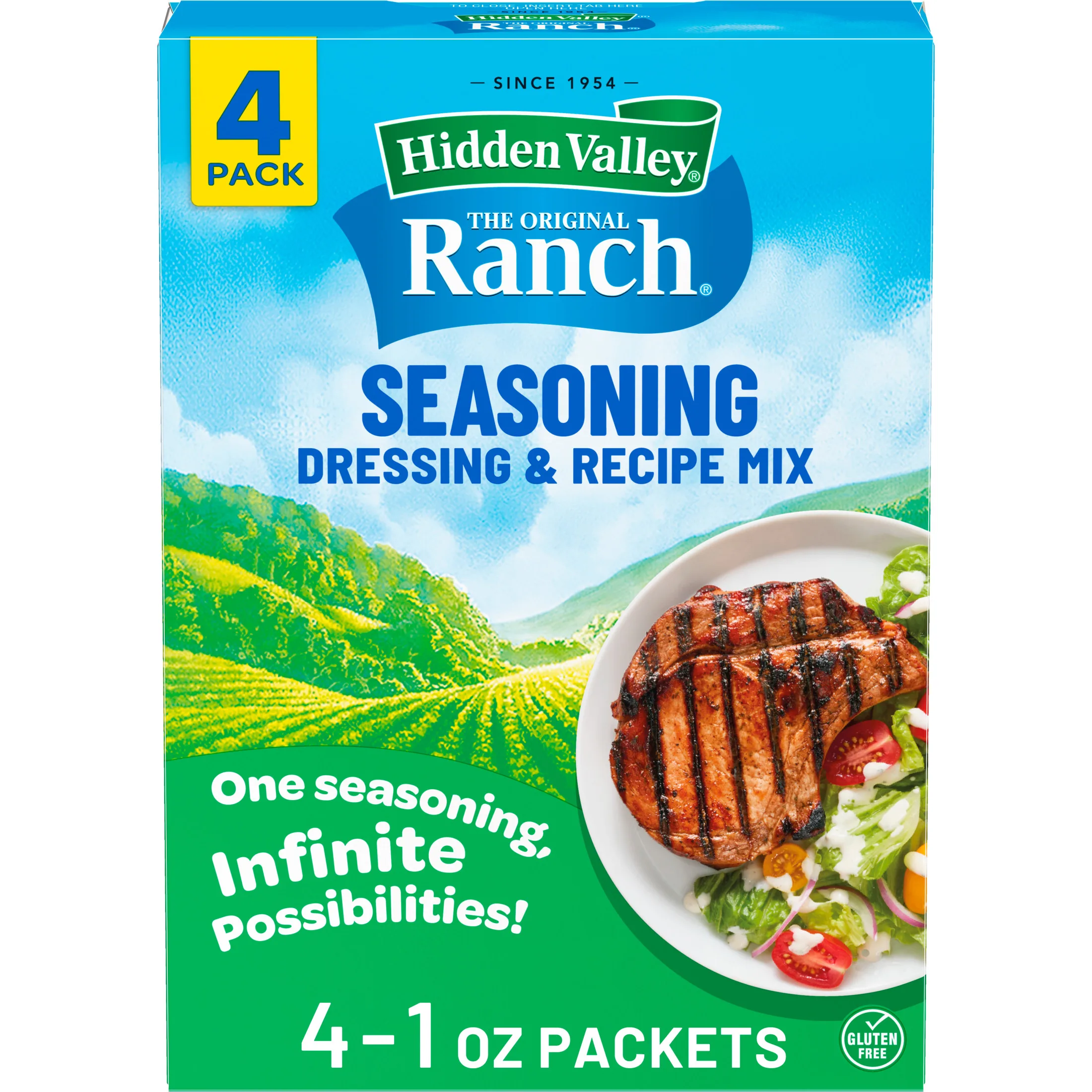 Hidden Valley Gluten Free, Keto-Friendly Original Ranch Salad Dressing & Seasoning Mix, 4 Packets