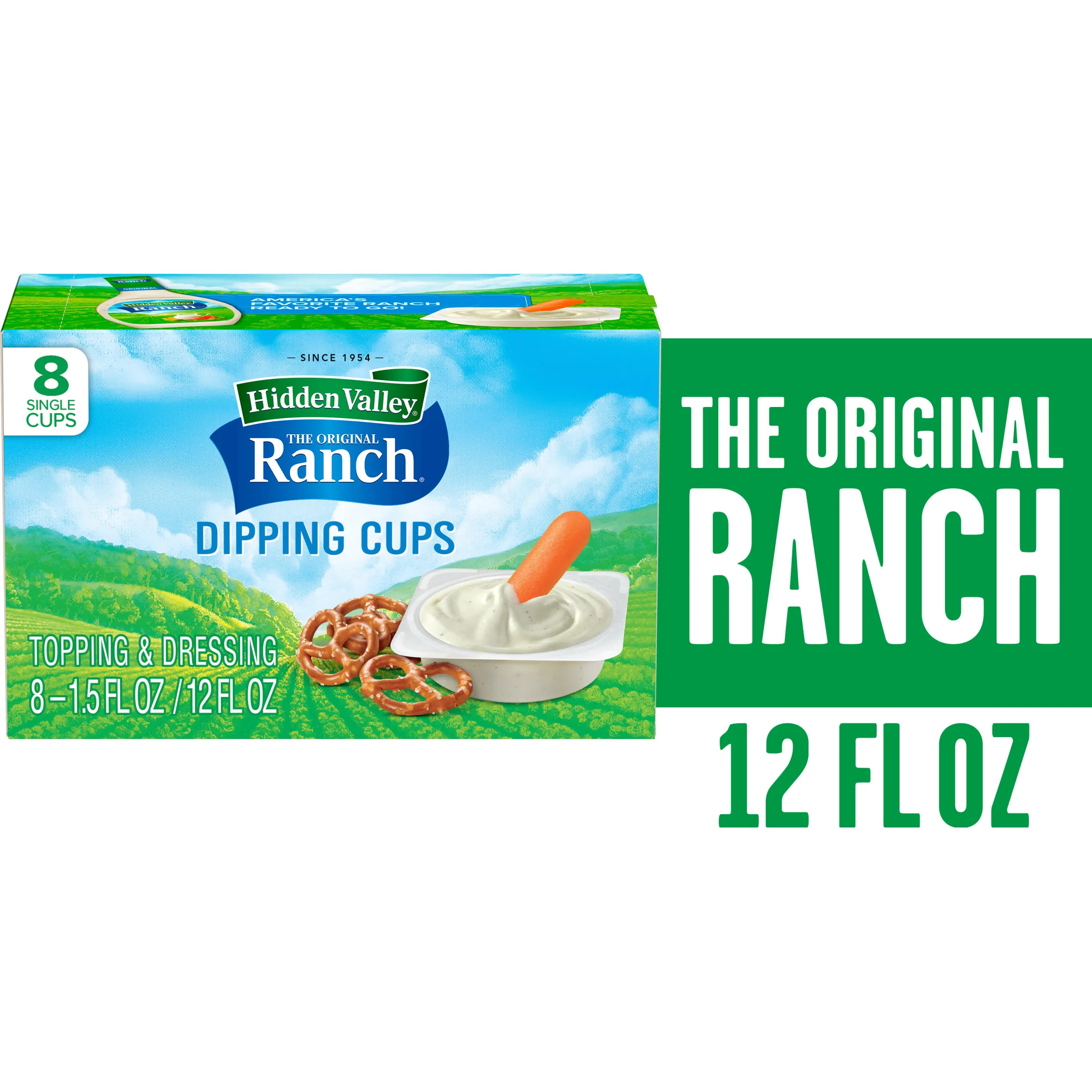 Hidden Valley Gluten Free Original Ranch Salad Dressing to Go Cups, 1.5 fl oz, 8 Pack