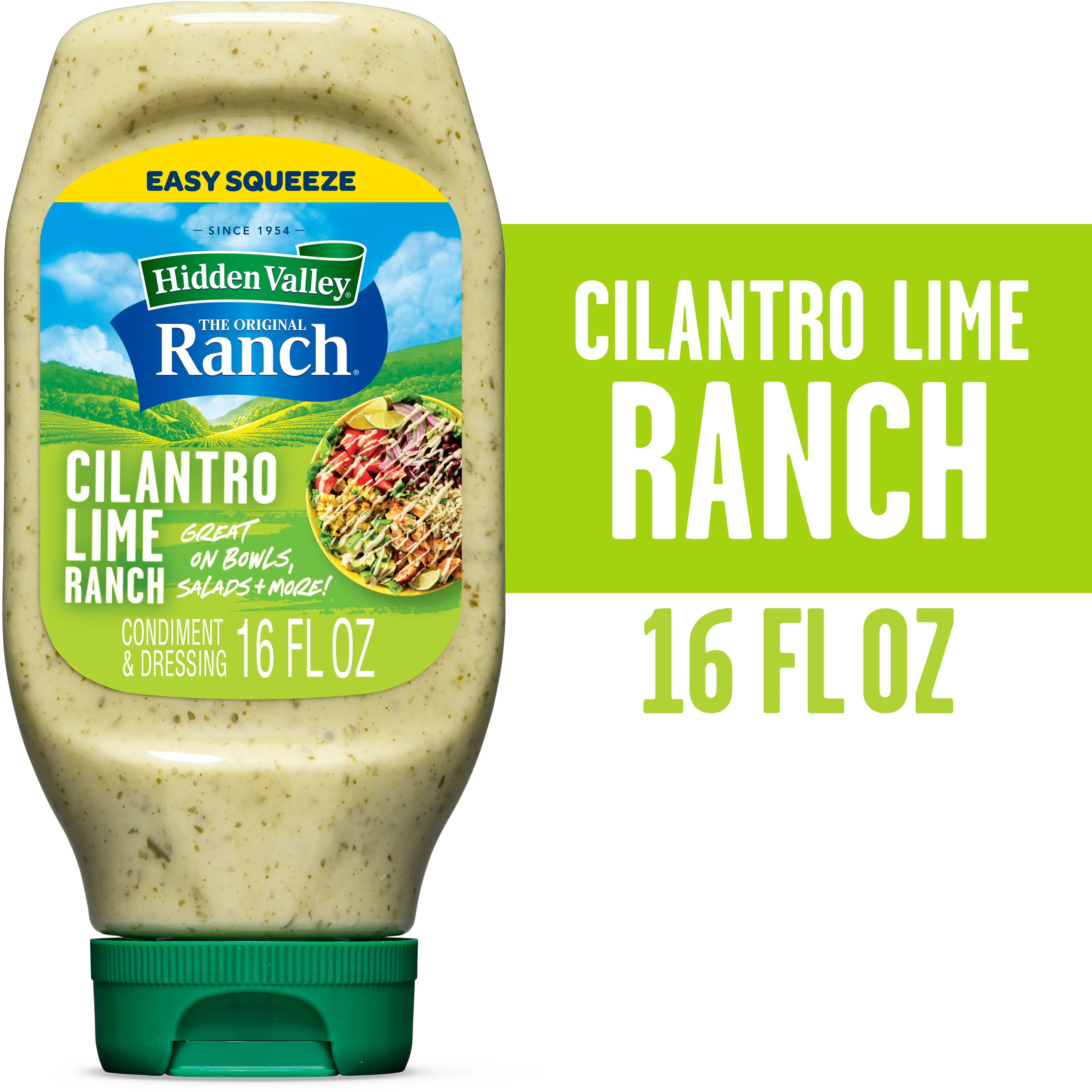Hidden Valley Cilantro Lime Ranch Condiment and Dressing, Easy Squeeze Bottle, 16 Fluid Ounces